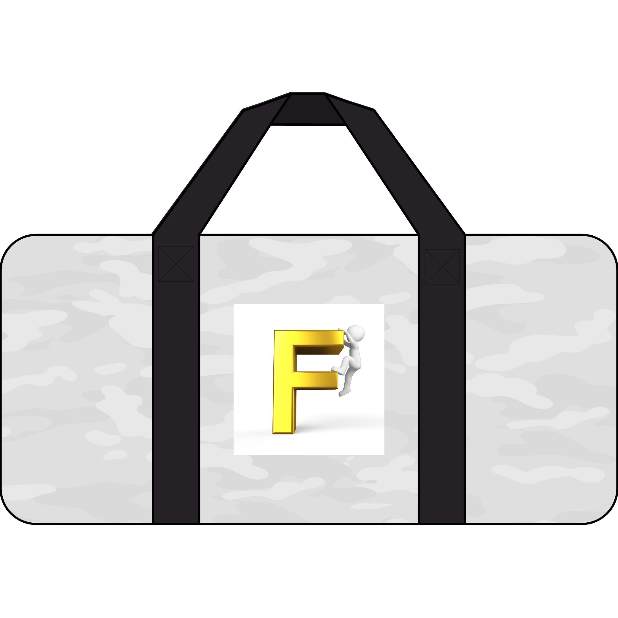 Yellow 3D F Letter Logo Tripper Duffel Bag | Checker or Camo Strap Options