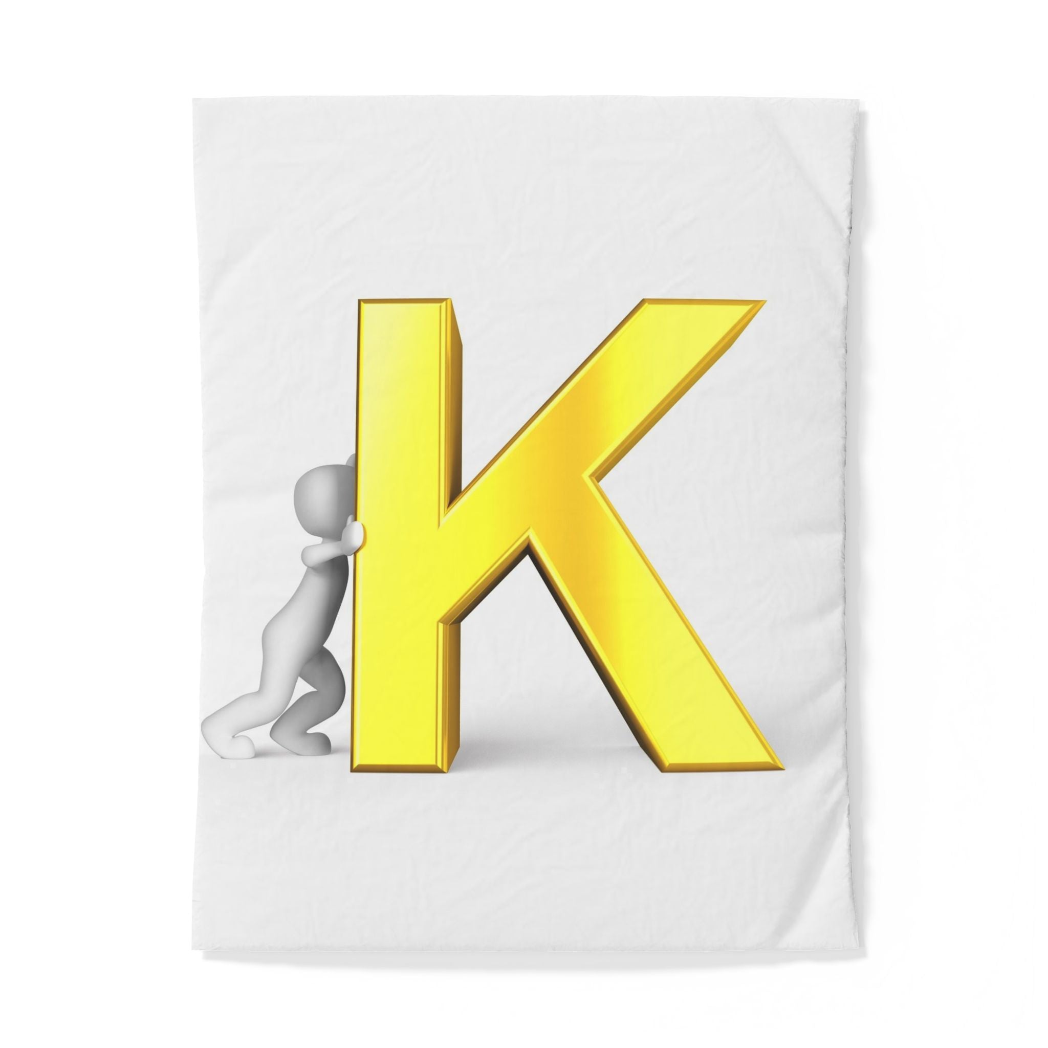 Gold 3D Letter K duvet cover | Alphabet initial bedding