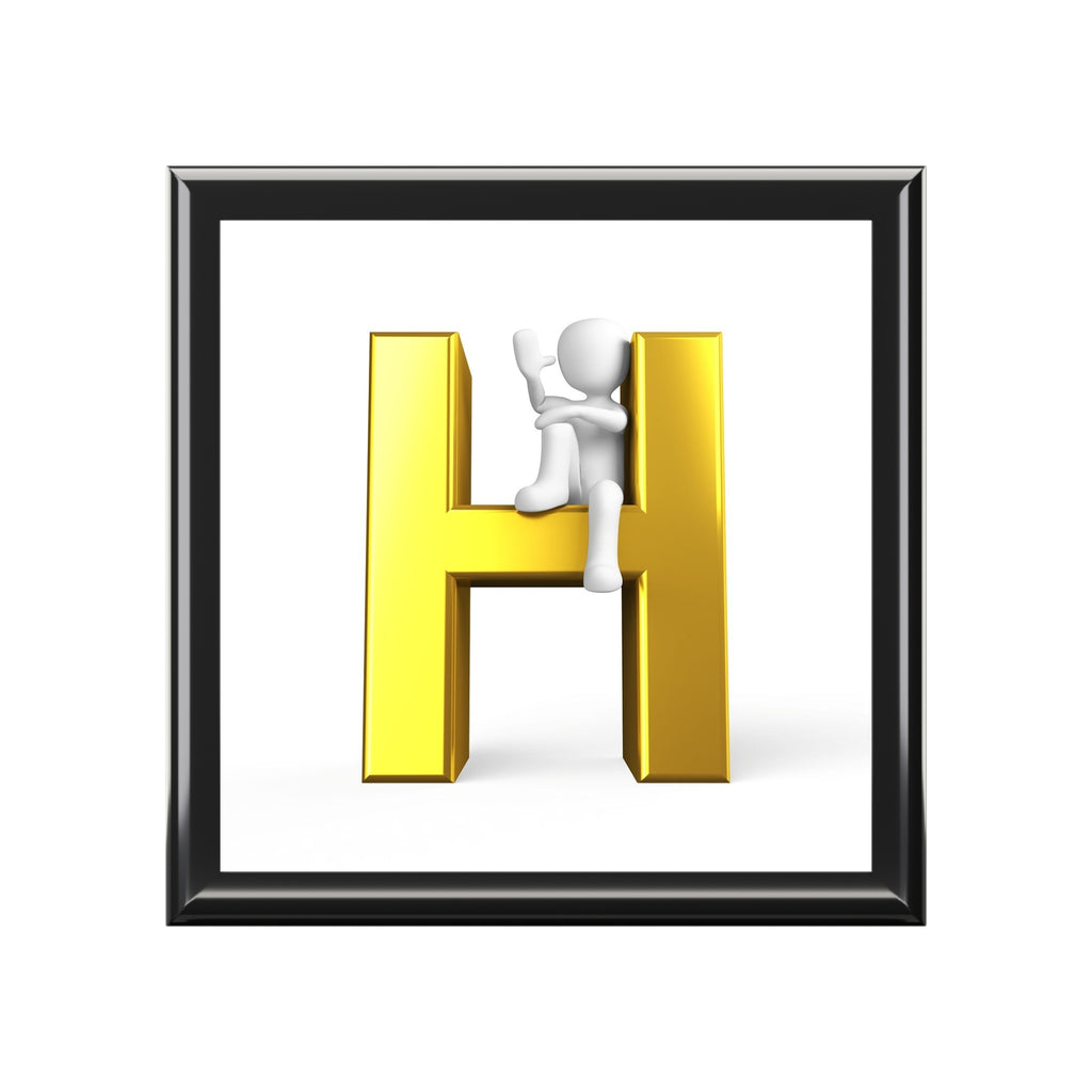 Gold Letter H monogram Jewelry Box | Initial H keepsake box