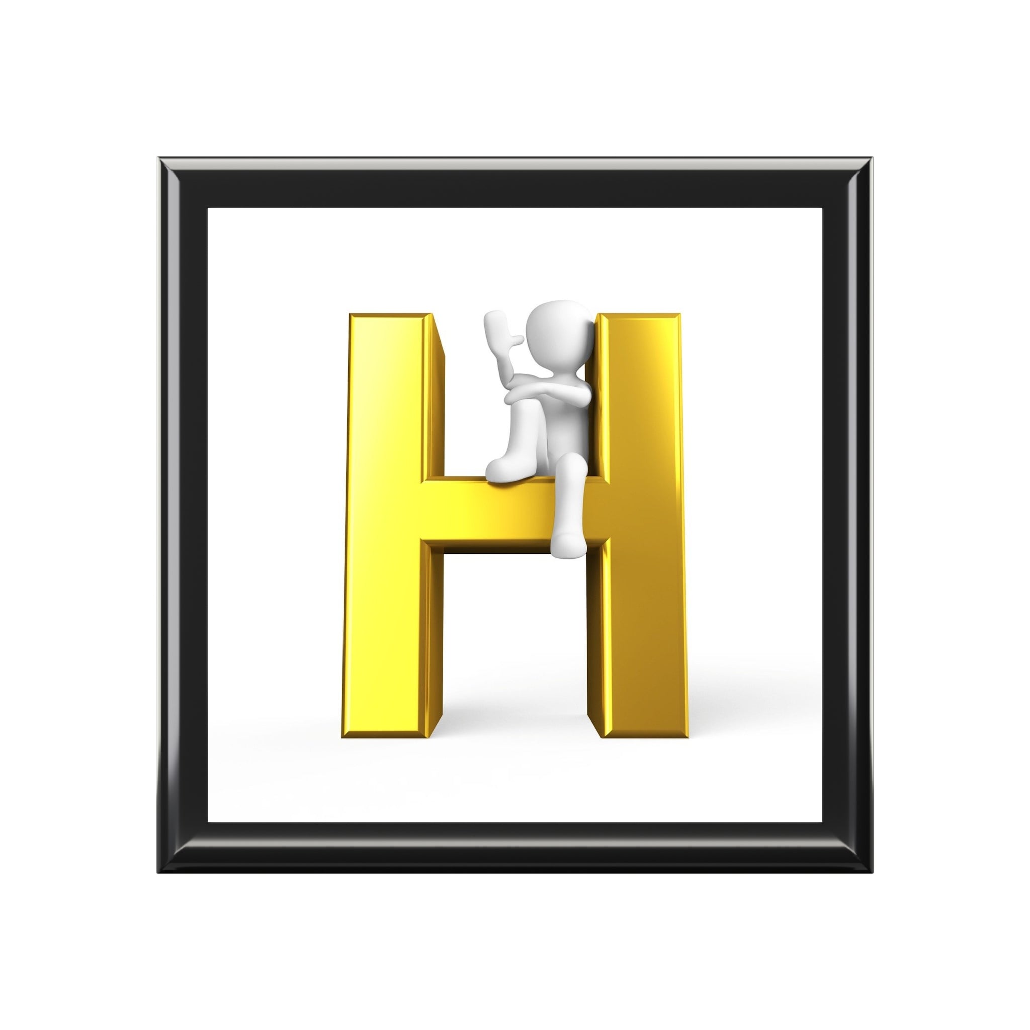 Gold Letter H monogram Jewelry Box | Initial H keepsake box