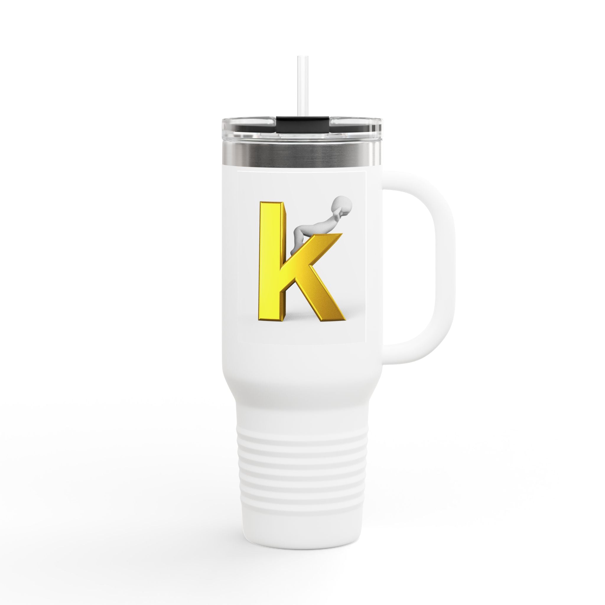 Yellow 3D Letter K Initial Travel Mug | 40oz Insulated Tumbler