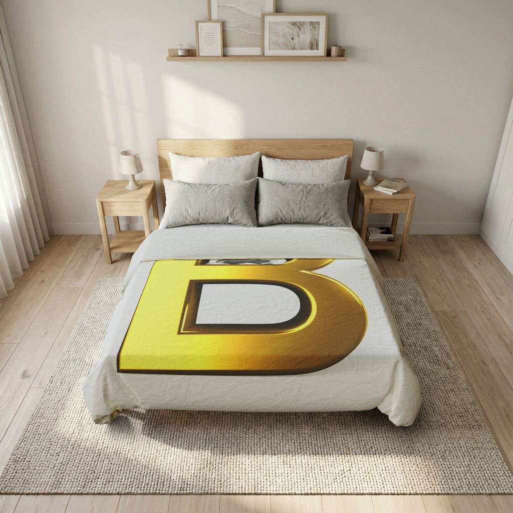 Gold Letter B duvet cover | Monogram initial bedding