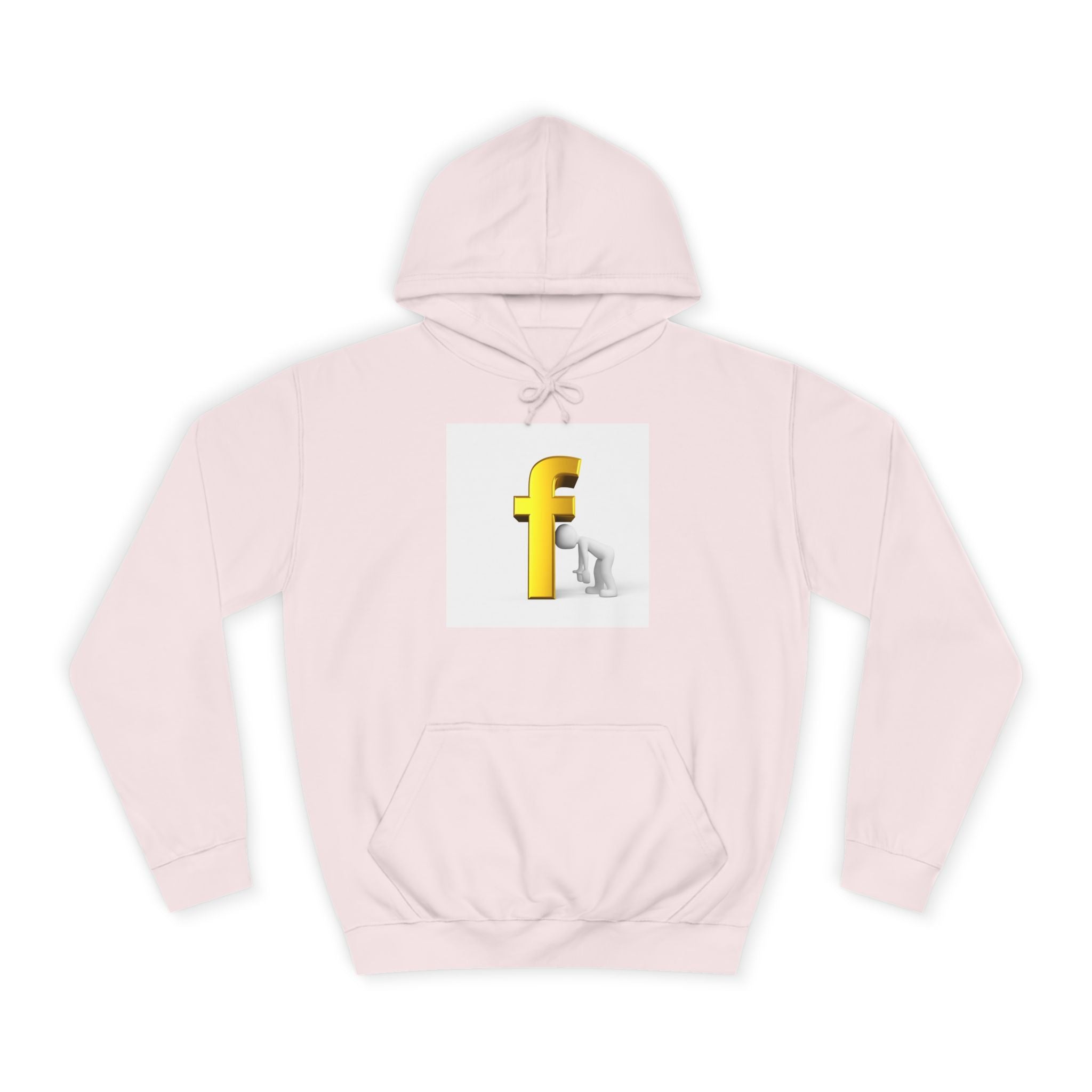 Yellow 3D Letter F Kneeling Figure Hoodie | Typography Graphic