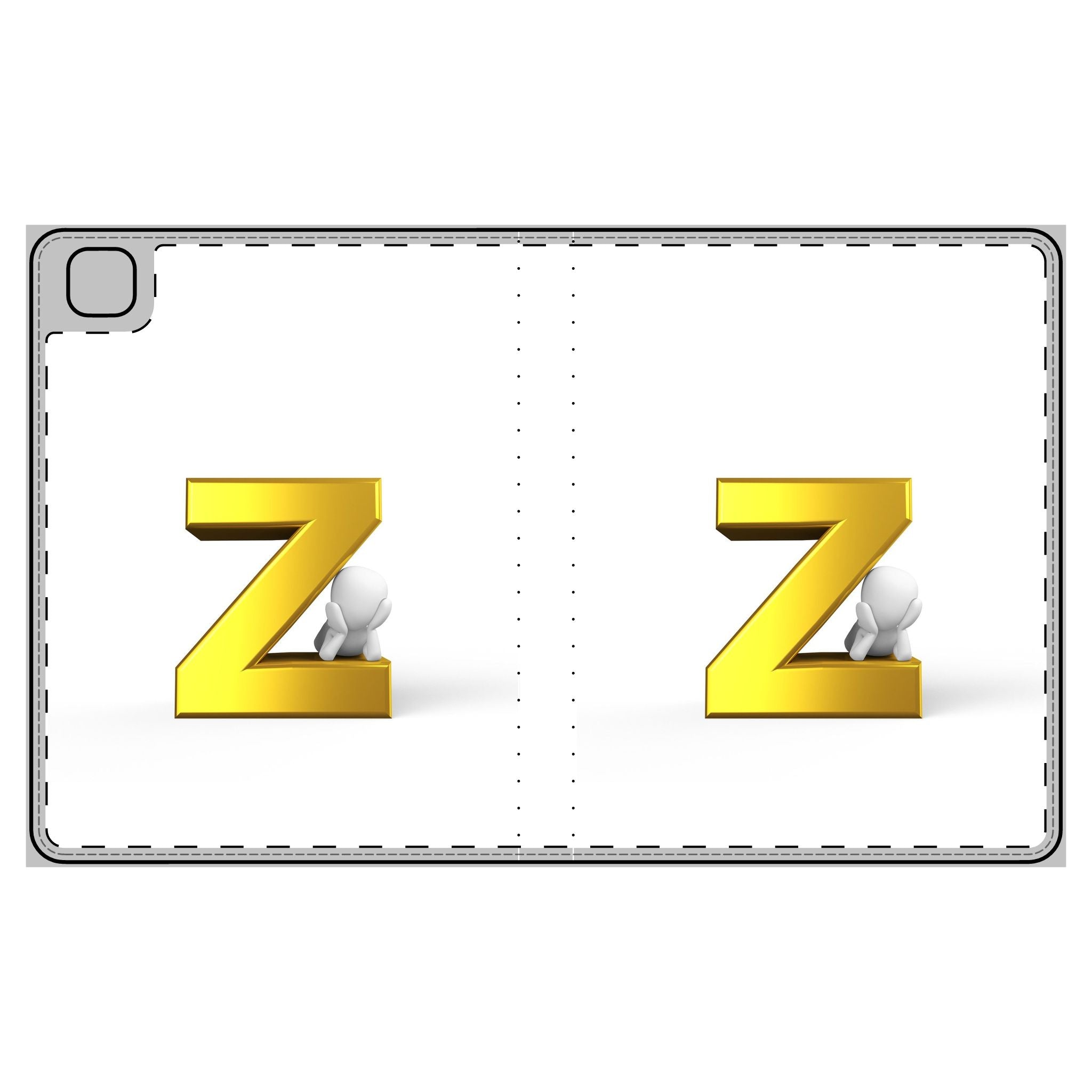 Golden Letter Z Design Tablet Folio Case | Monogram Initial Z