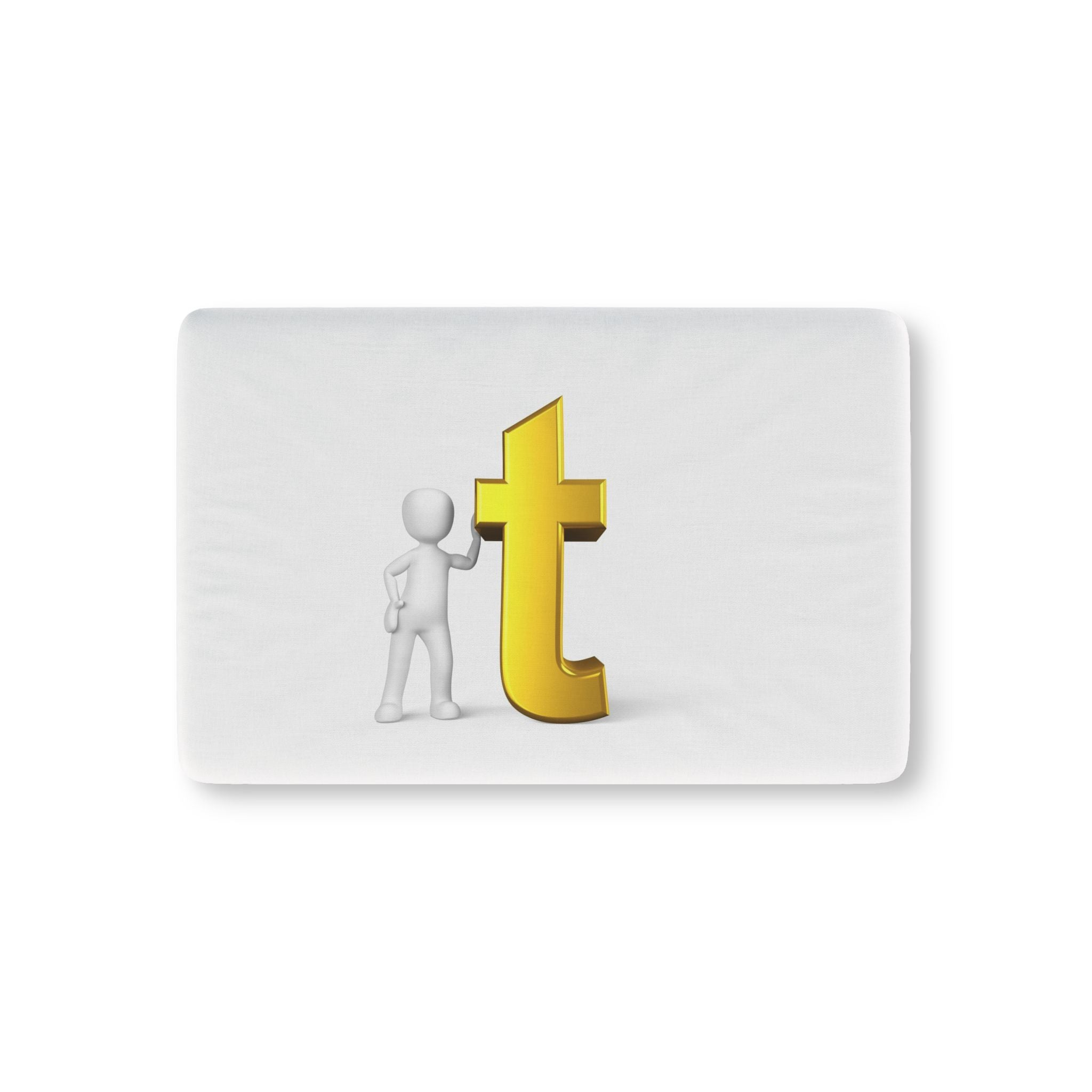 Gold Letter T with Stick Figure Baby Fitted Crib Sheet