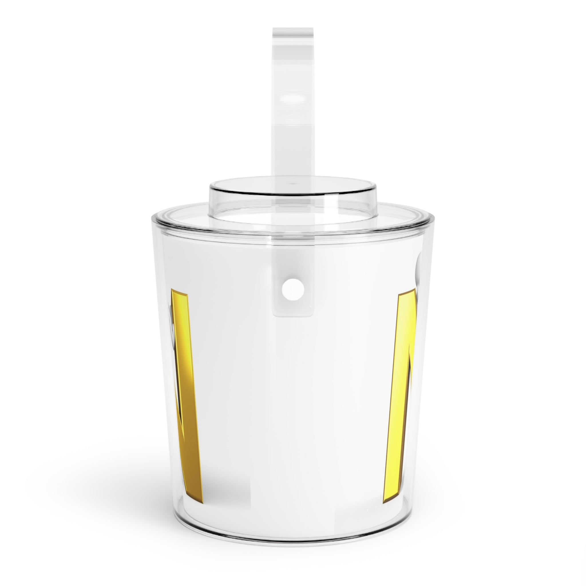 Gold Letter N Ice Bucket with Tongs | Monogram N Beverage Cooler