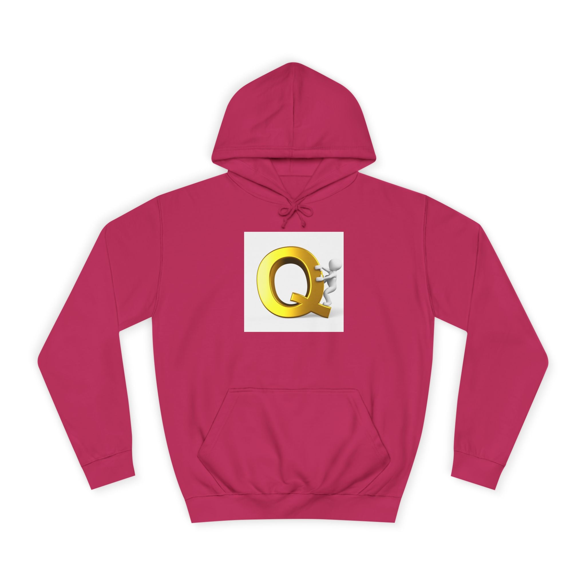 Golden Q Letter Hoodie | 3D Character Climbing Initial Sweatshirt