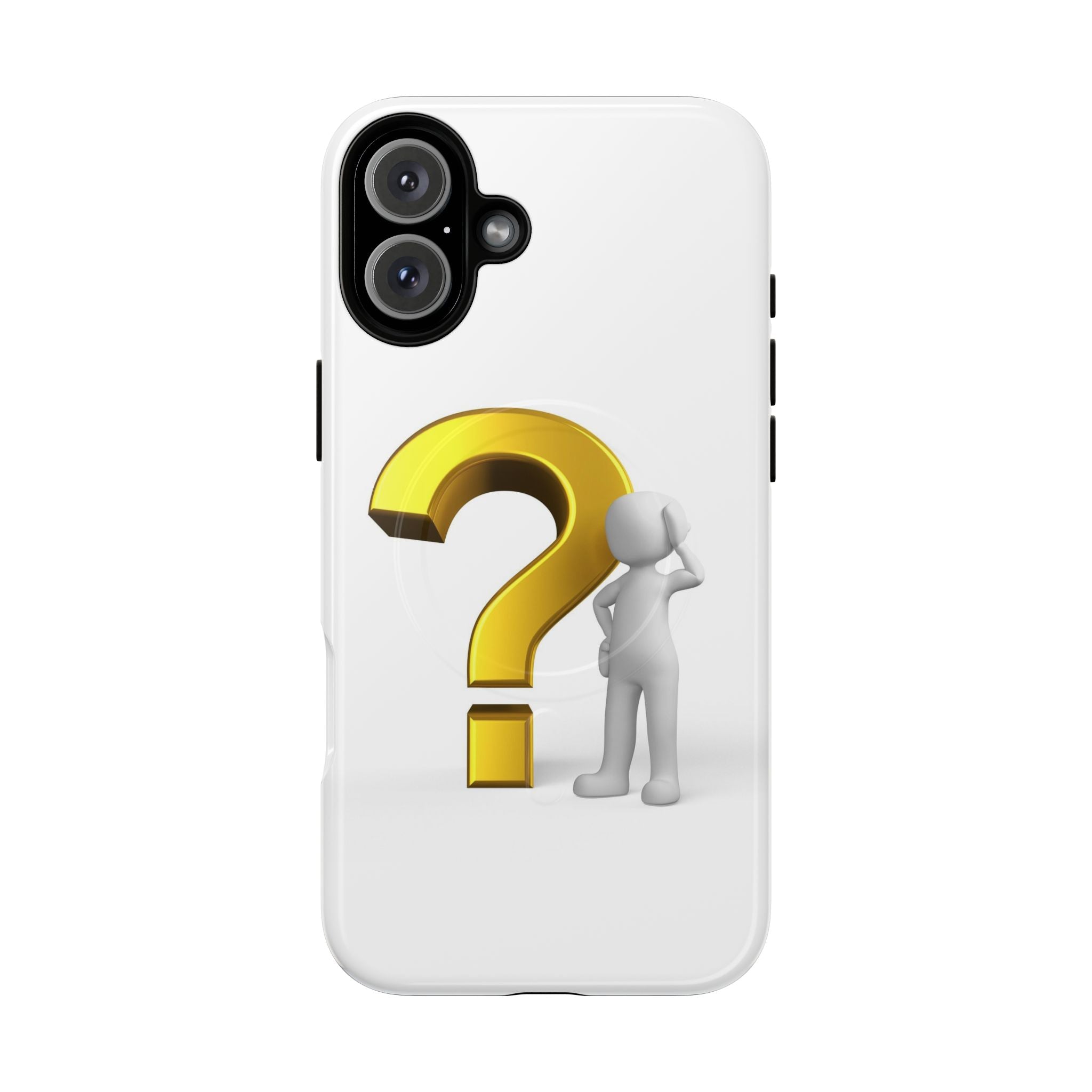 Coque de téléphone 3D point d'interrogation | Coque magnétique robuste