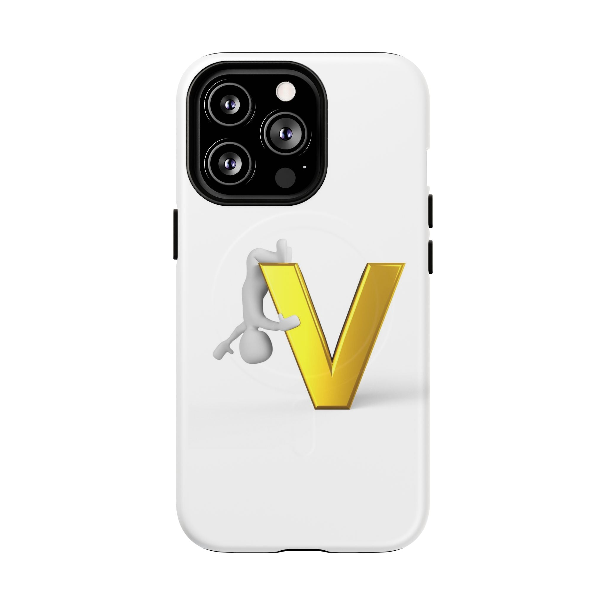 Coque de téléphone aimantée résistante 3D lettre V jaune | Coque iPhone Monogramme V