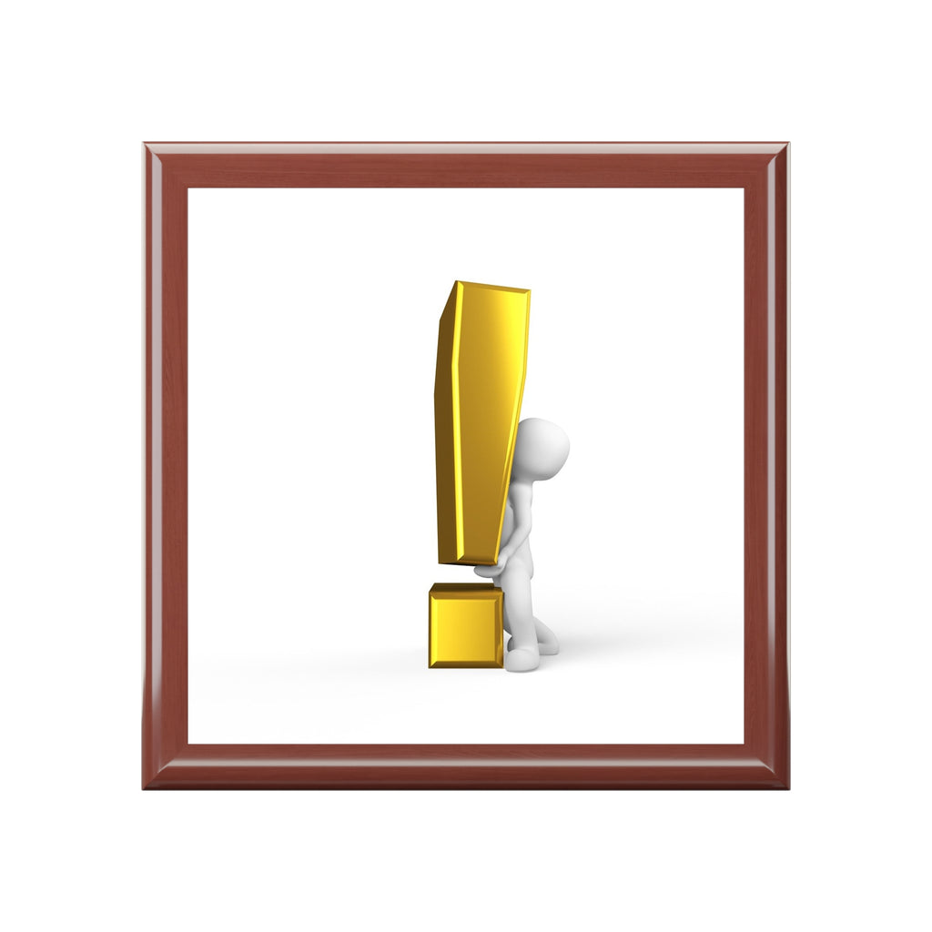 Gold Exclamation Mark Illustration Jewelry Box | Glossy Keepsake Box