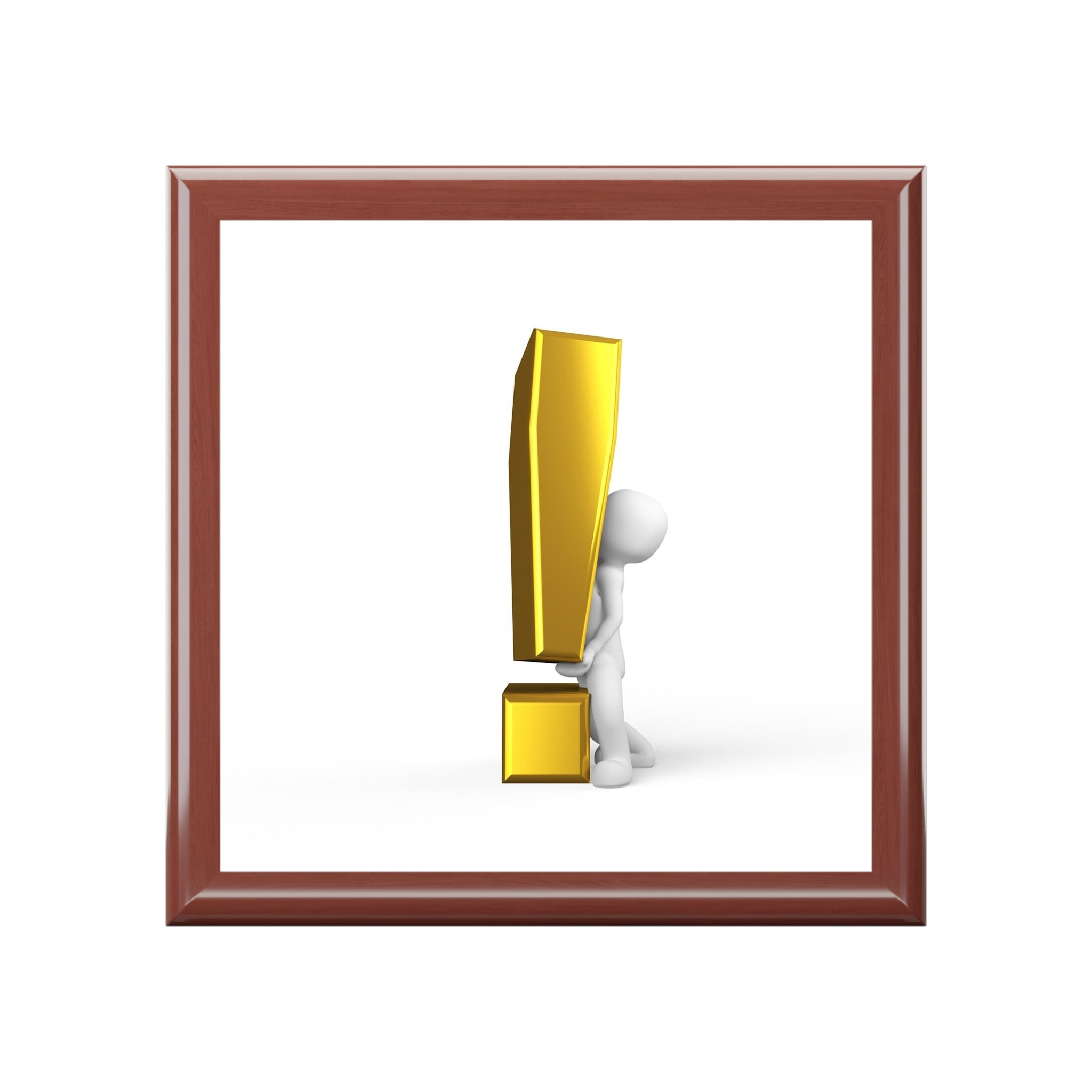 Gold Exclamation Mark Illustration Jewelry Box | Glossy Keepsake Box