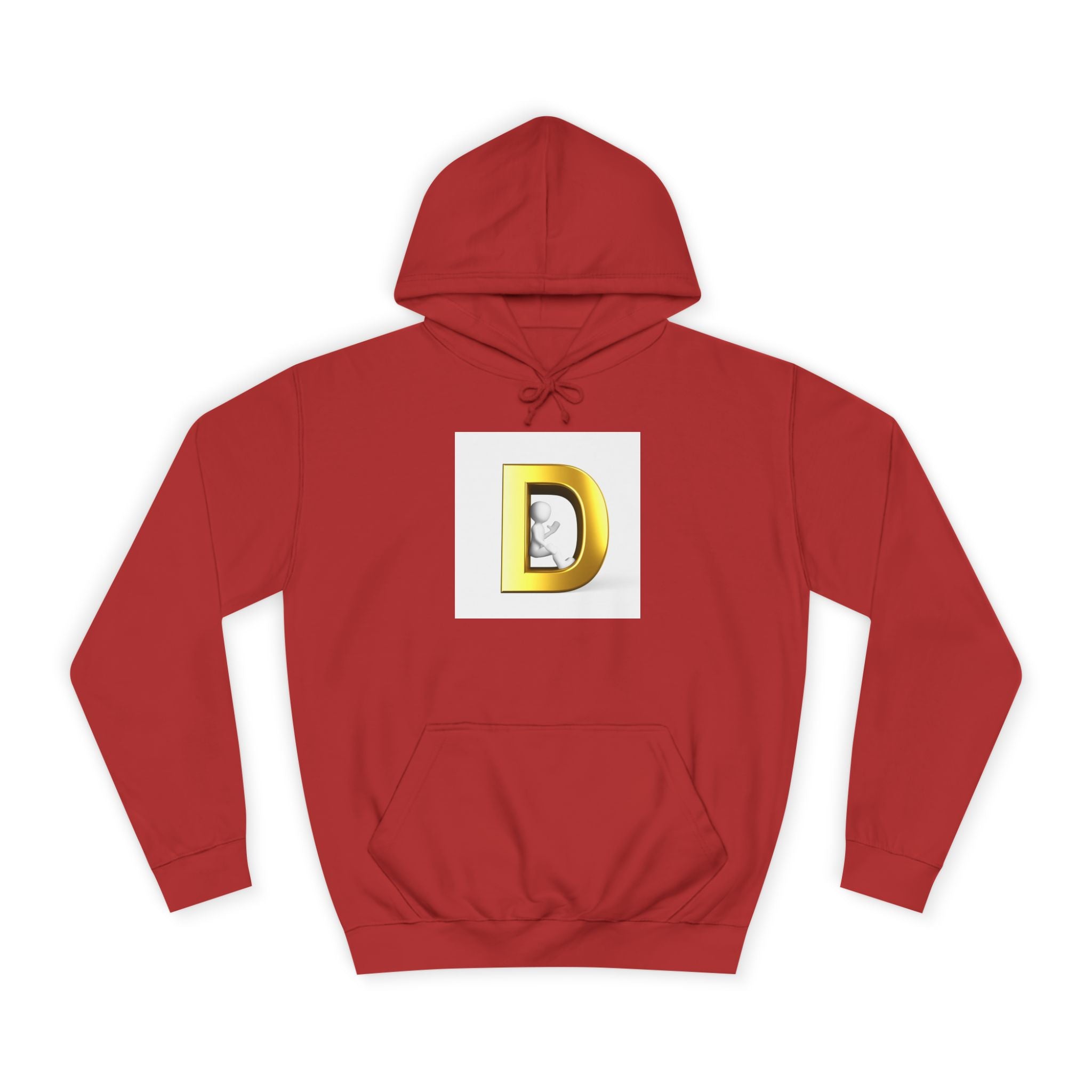 Gold Letter D Hoodie | Monogram Initial Sweatshirt, Metallic 3D Typography