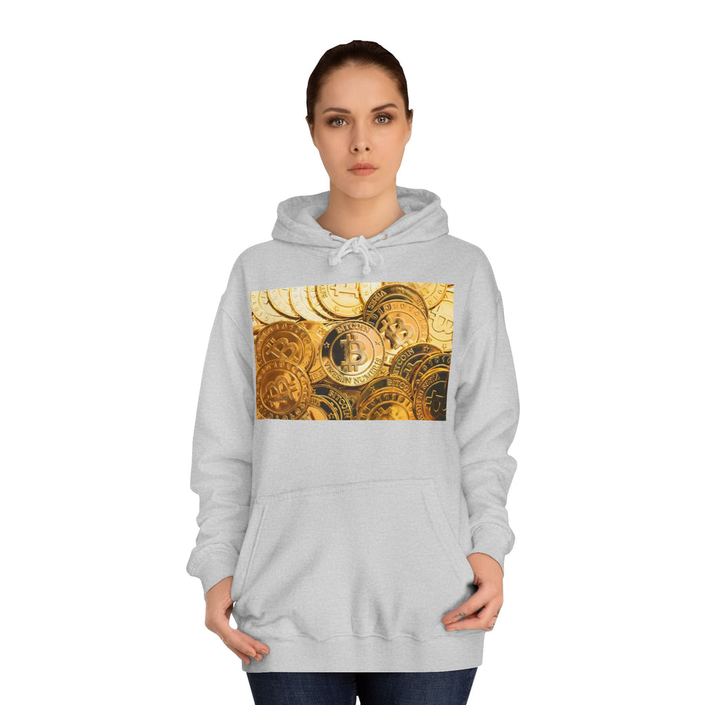 Golden Bitcoin Coins Hoodie | Crypto Cryptocurrency Crypto Art, Digital Currency Apparel