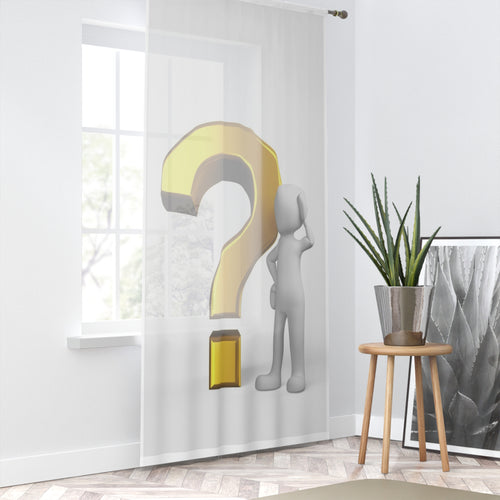 Rideau de fenêtre avec figurine en point d'interrogation 3D | Panneau décoratif transparent, motif curieux