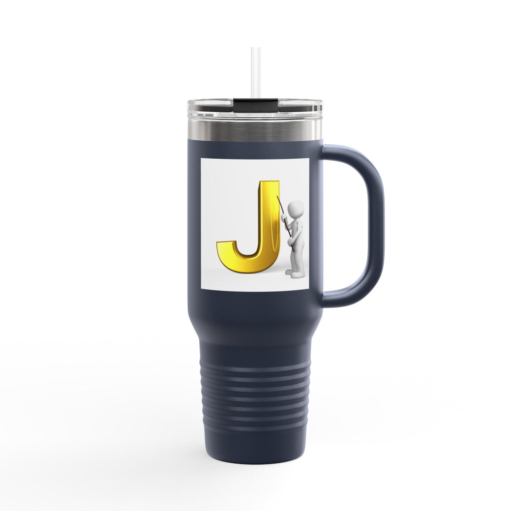 Gold Letter J Initial Travel Mug | 40oz Insulated Tumbler