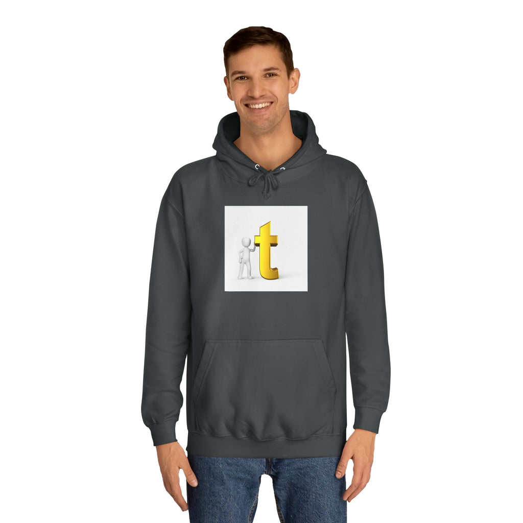 3D Gold Letter T Hoodie | Minimal Letterman Initial Sweatshirt