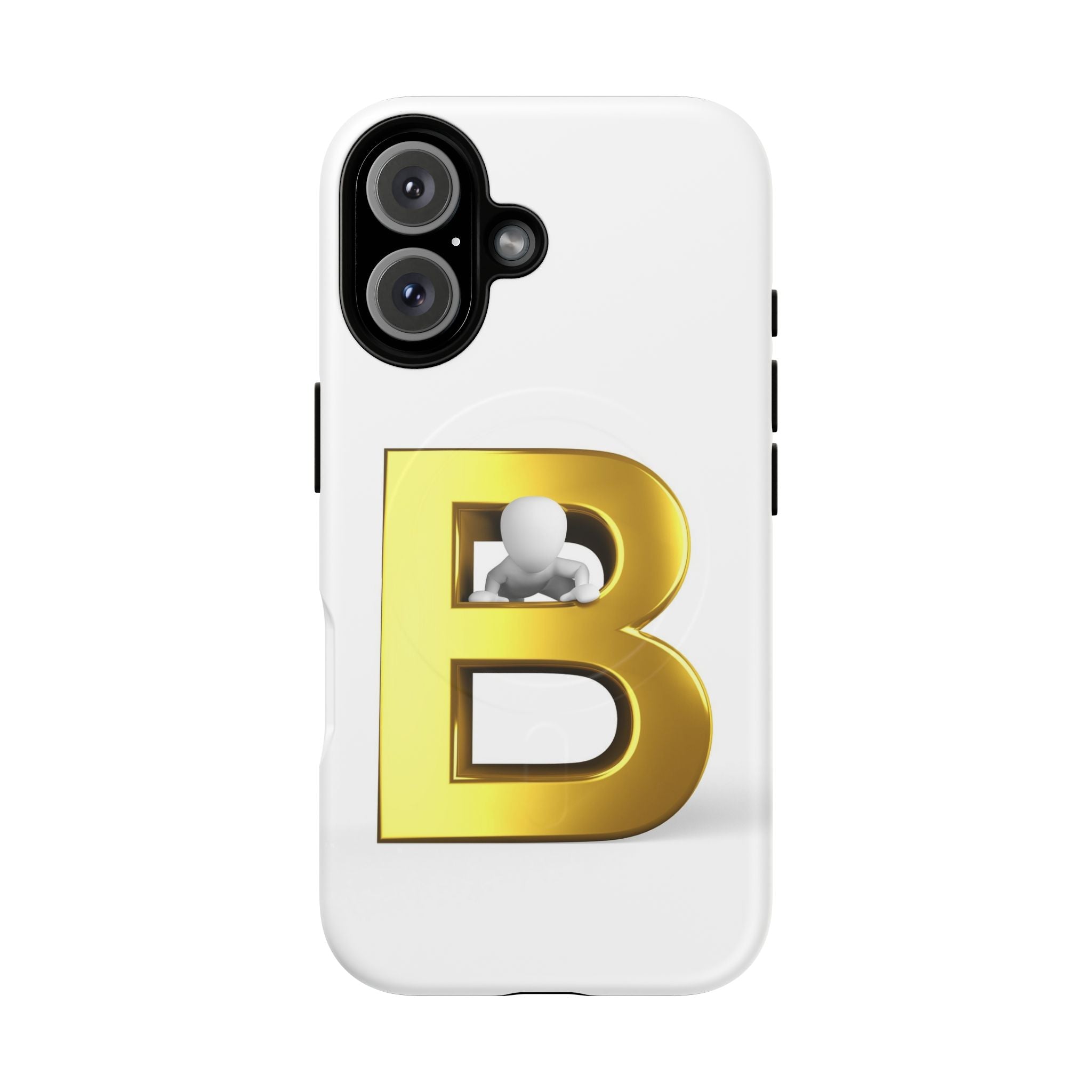Coque de téléphone 3D Lettre B dorée | Coque magnétique résistante
