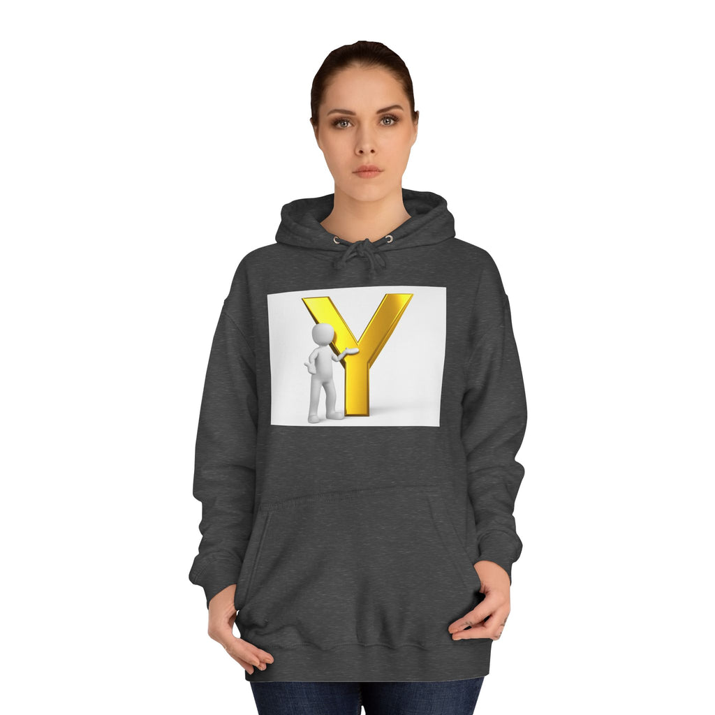 3D Gold Letter Y with Figure Hoodie | Initial Monogram Sweatshirt