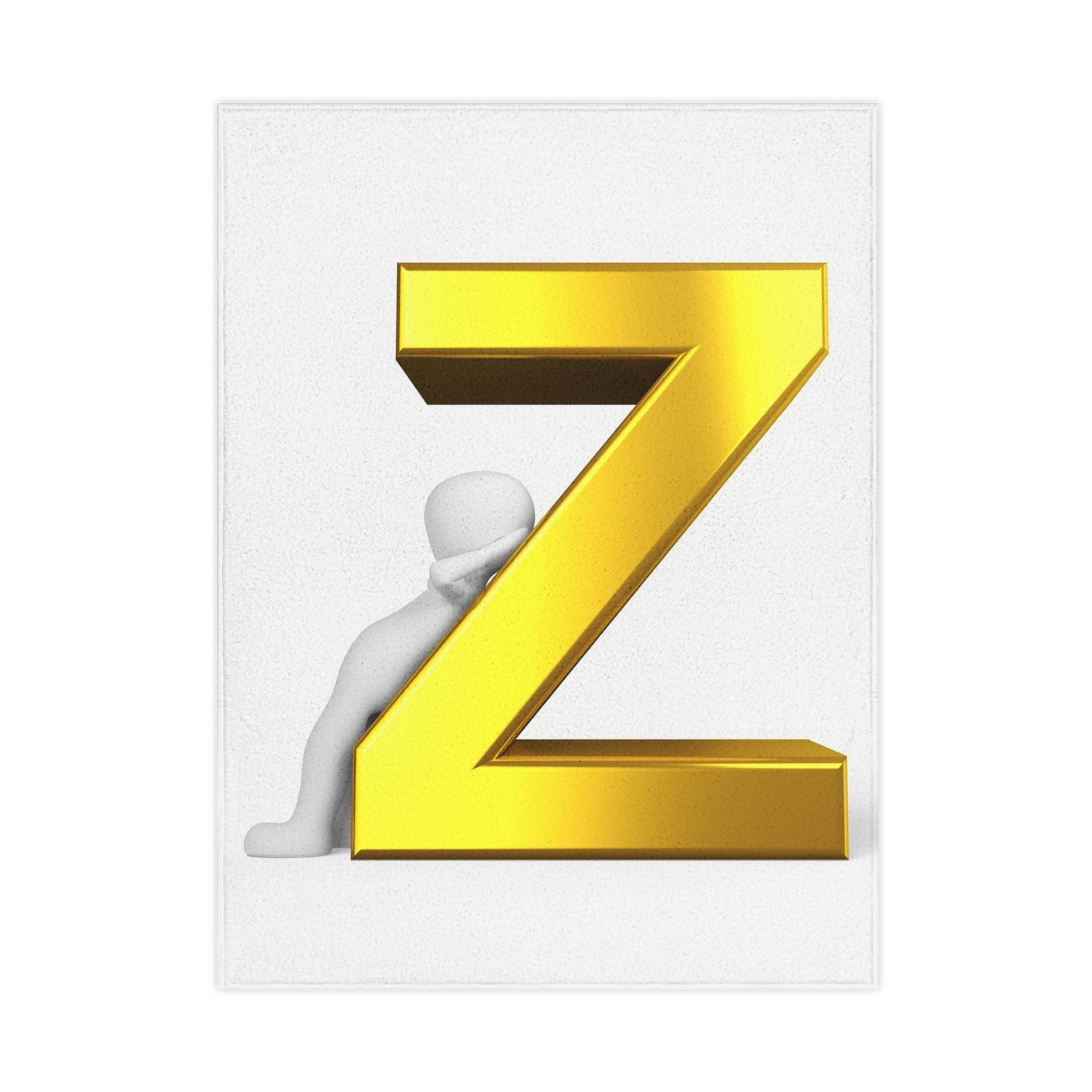 Gold Letter Z toddler blanket | Personalized initial nursery decor