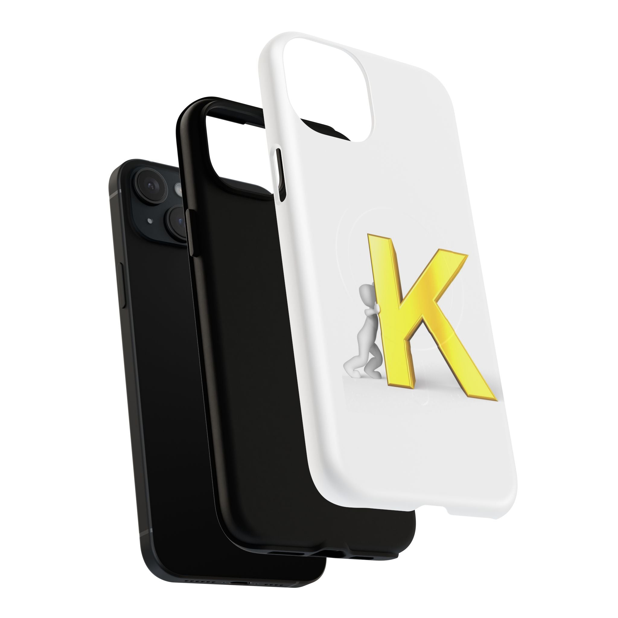 Yellow K Letter Phone Case | Tough Magnetic Case, Monogram Initial K