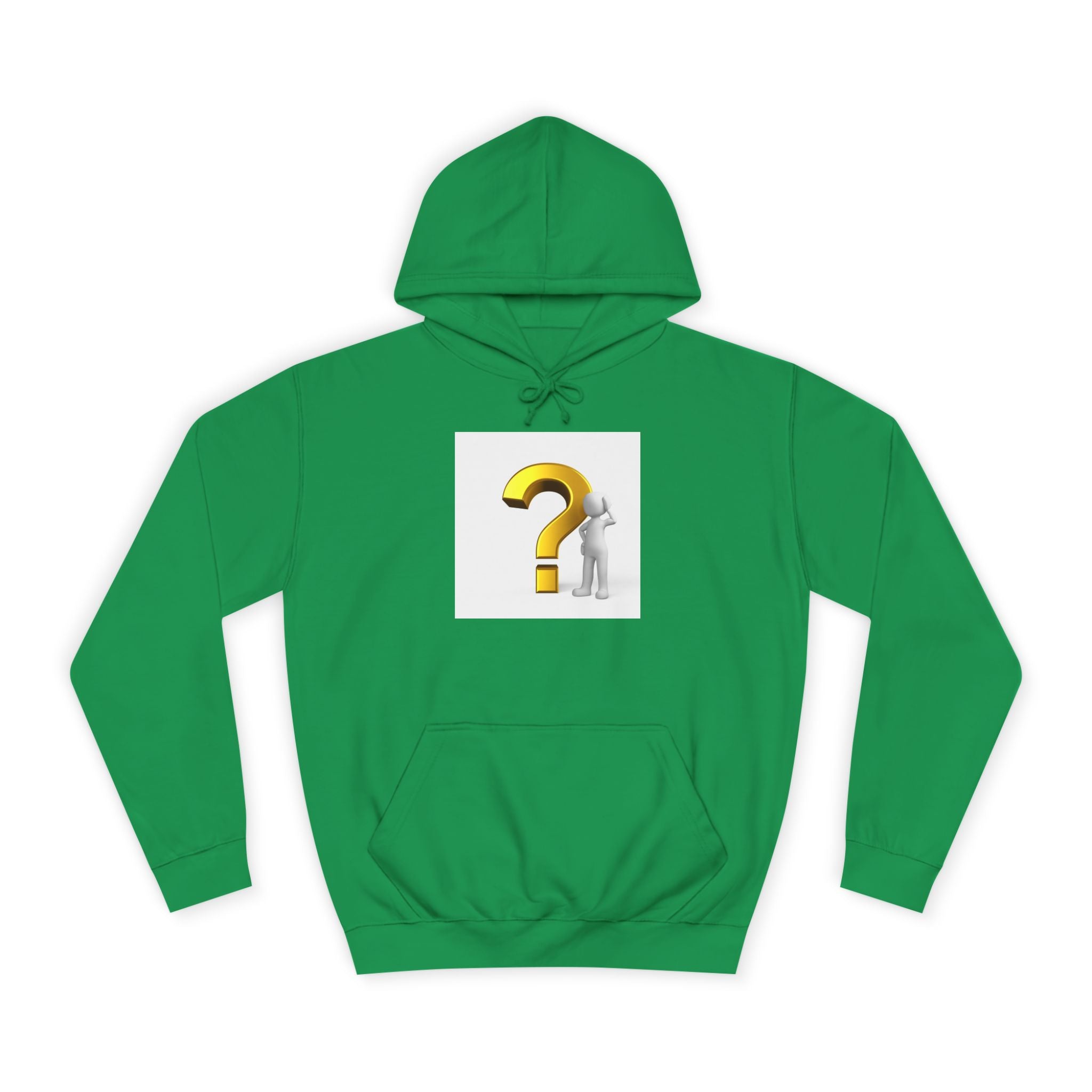 Gold Question Mark with Thinking Figure Hoodie | Mystery Design, Minimalist
