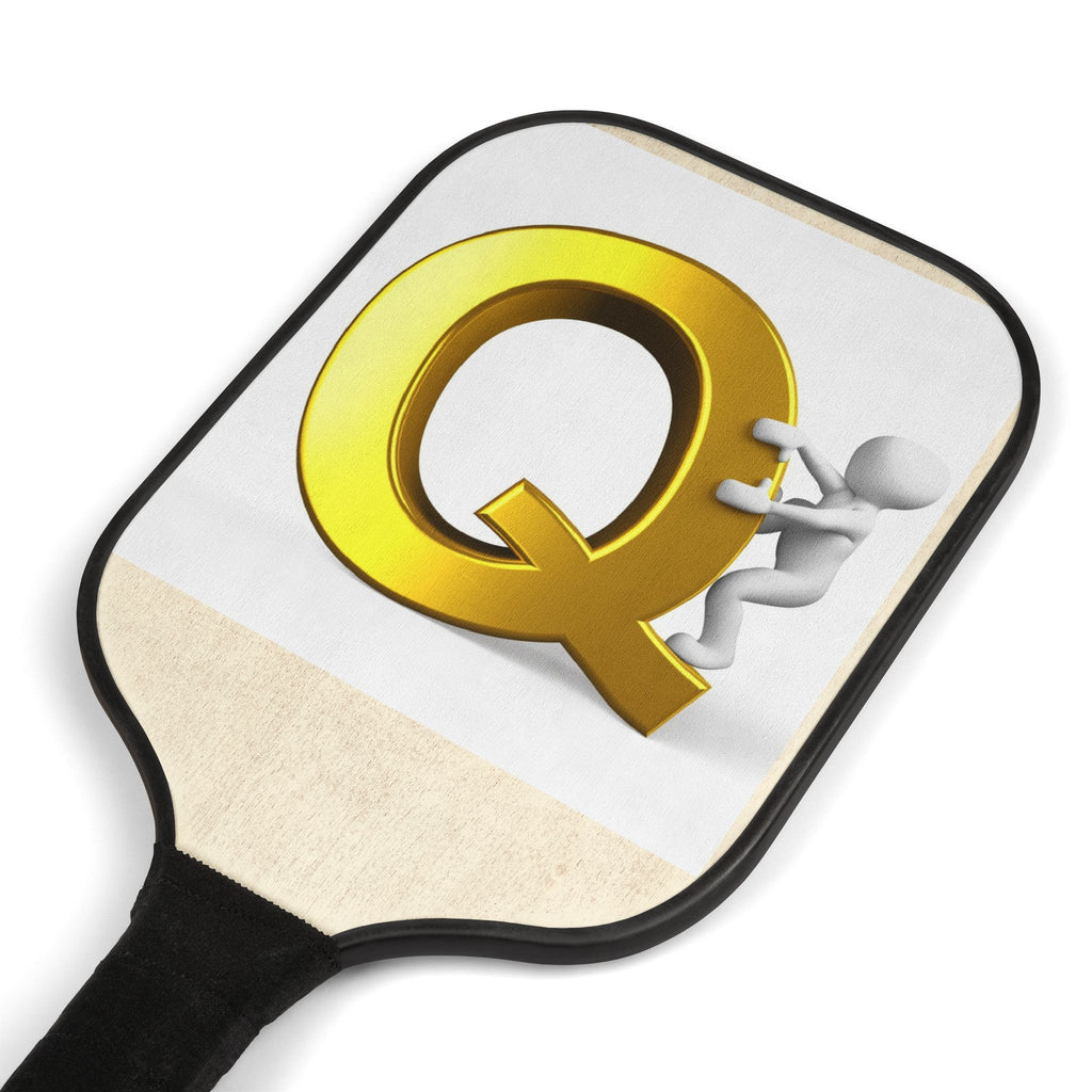 Gold Letter Q Pickleball Paddle