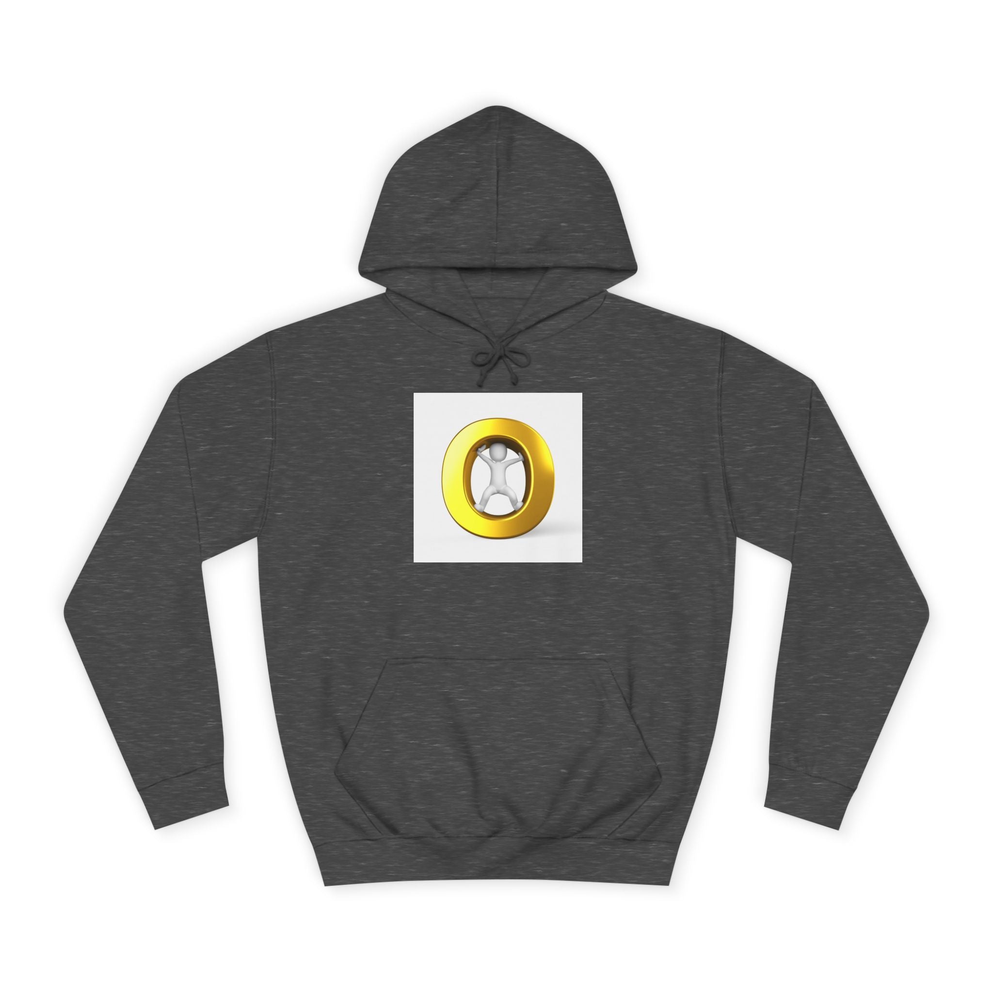Gold Letter O with Abstract Figure Hoodie | Minimal Graphic Sweatshirt