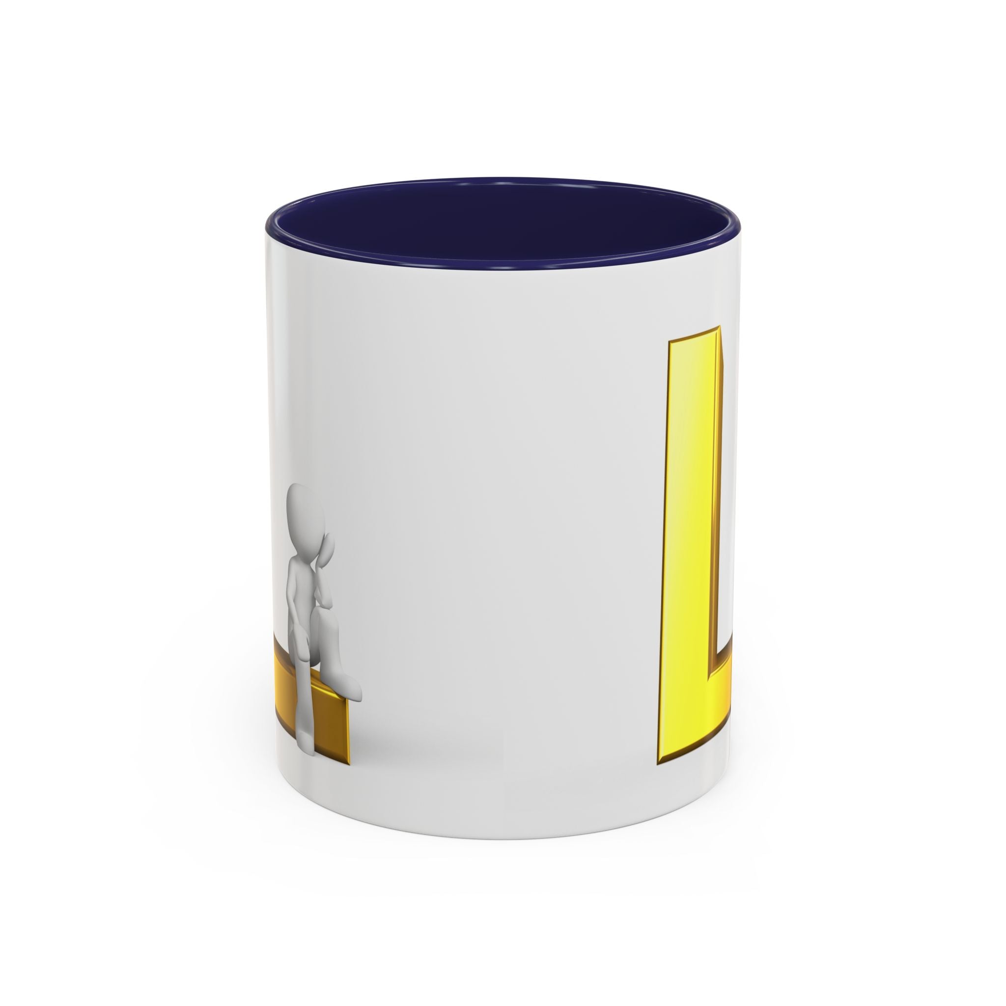 Mug 3D Personne assise sur la lettre L en Or | Mug à anse colorée 325ml 444ml