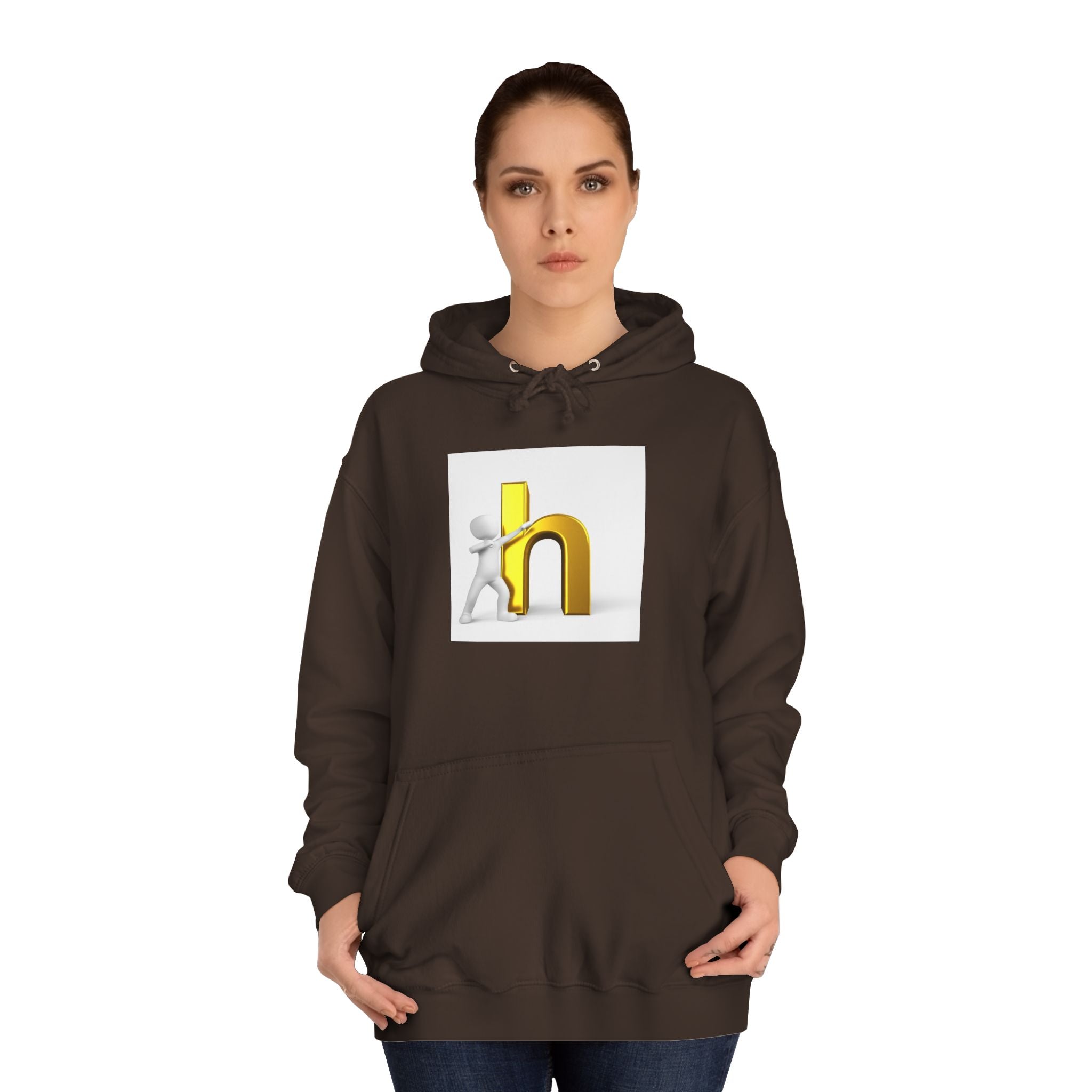 3D Gold Letter H Design Hoodie | Letterman Initial Hoodie