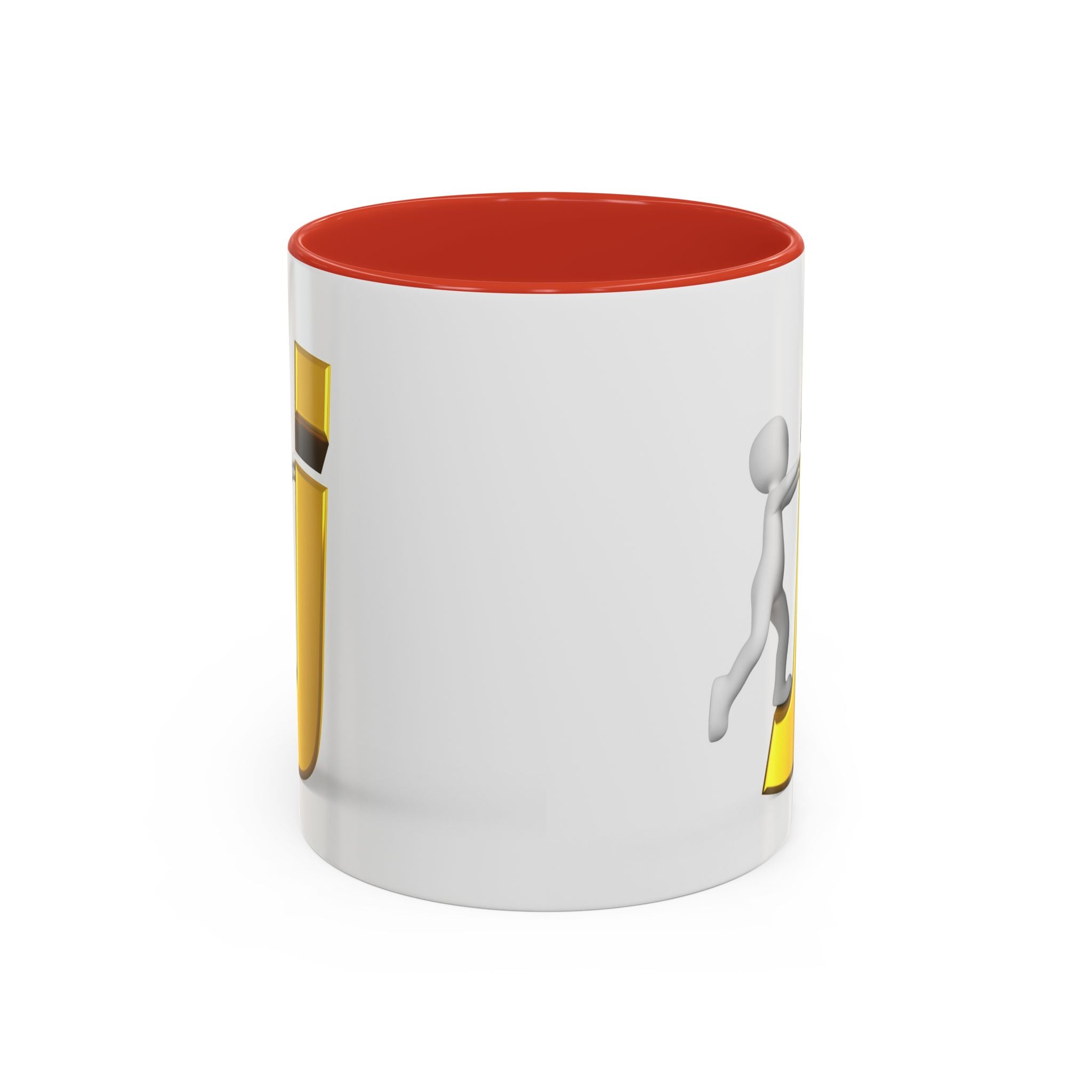 Tasse avec figurine 3D bâton poussant la lettre J dorée | Tasse à café