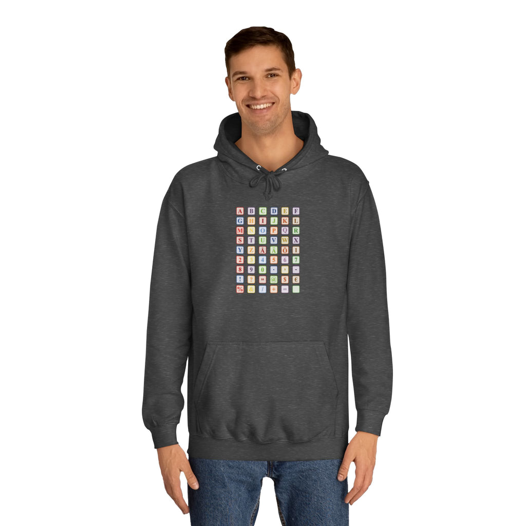 Alphabet Blocks Hoodie | Colorful Letter Grid, Back & Front Print
