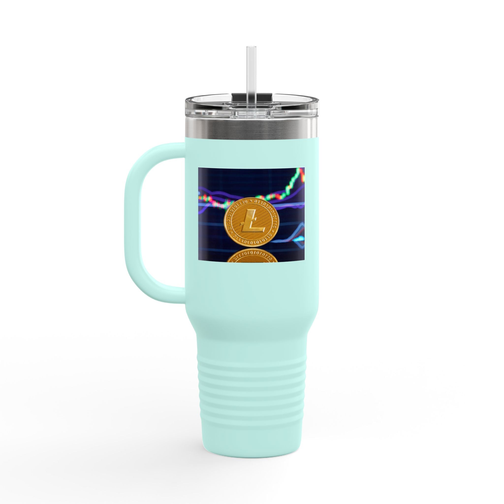 Litecoin Crypto Coin with Price Chart Tumbler | 40oz Insulated Travel Mug
