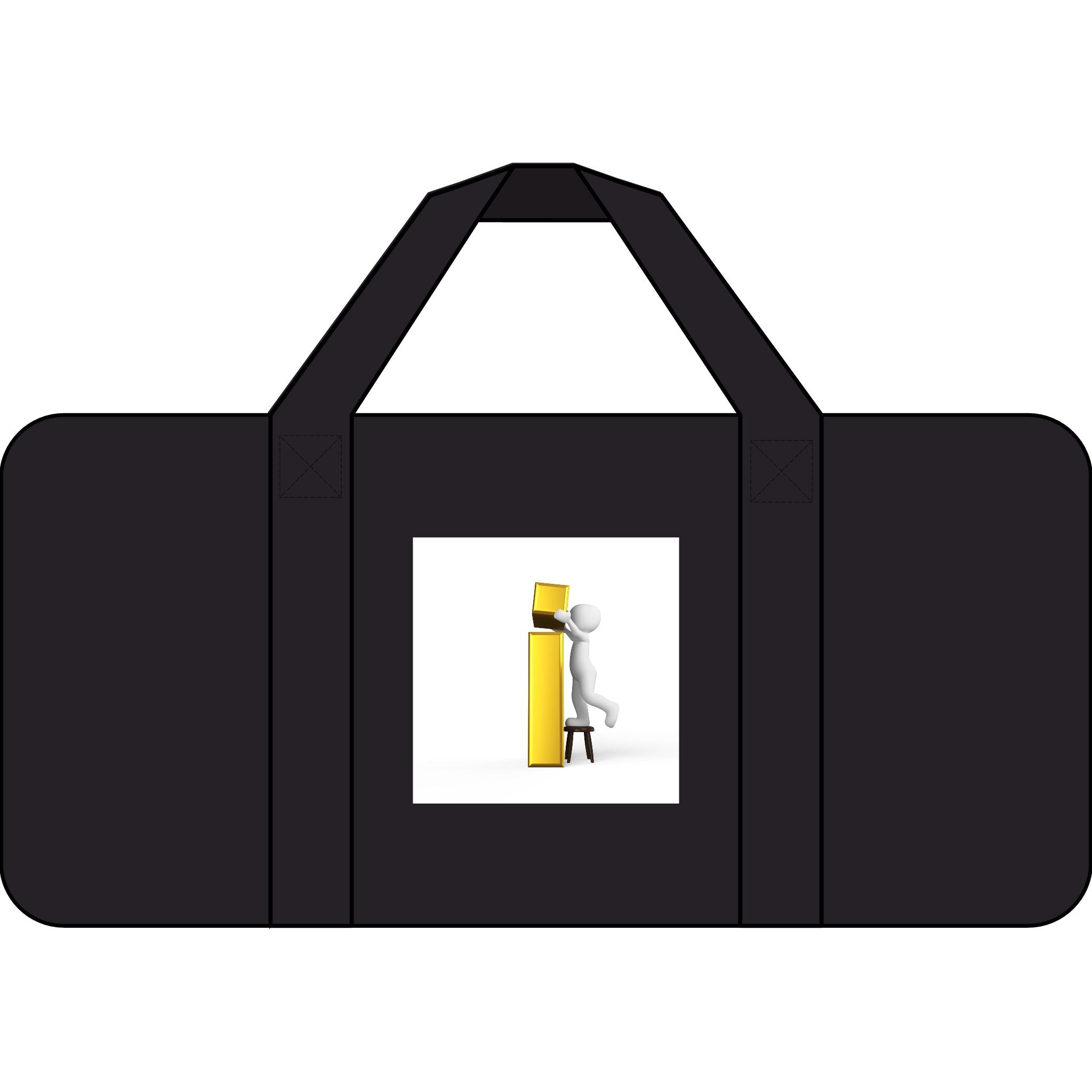 3D Figure building Gold Letter i Illustration Tripper Duffel Bag | Checker Strap or Camo