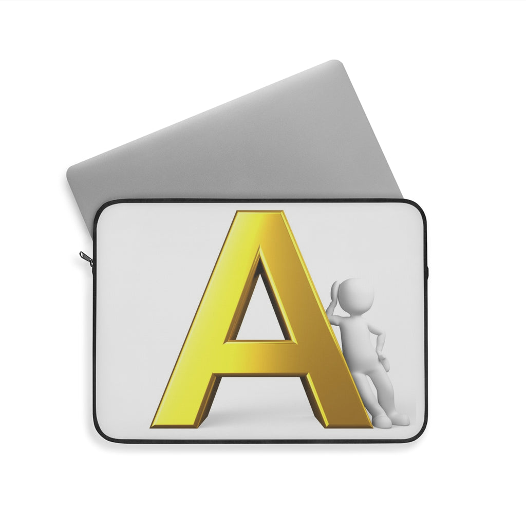 Gold Letter A Monogram Laptop Sleeve | Initial A Alphabet Case