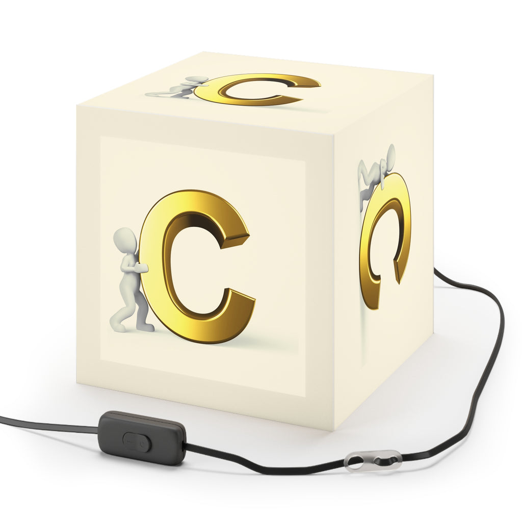 Gold Letter C Cube Lamp | Personalized Initial Light Cube