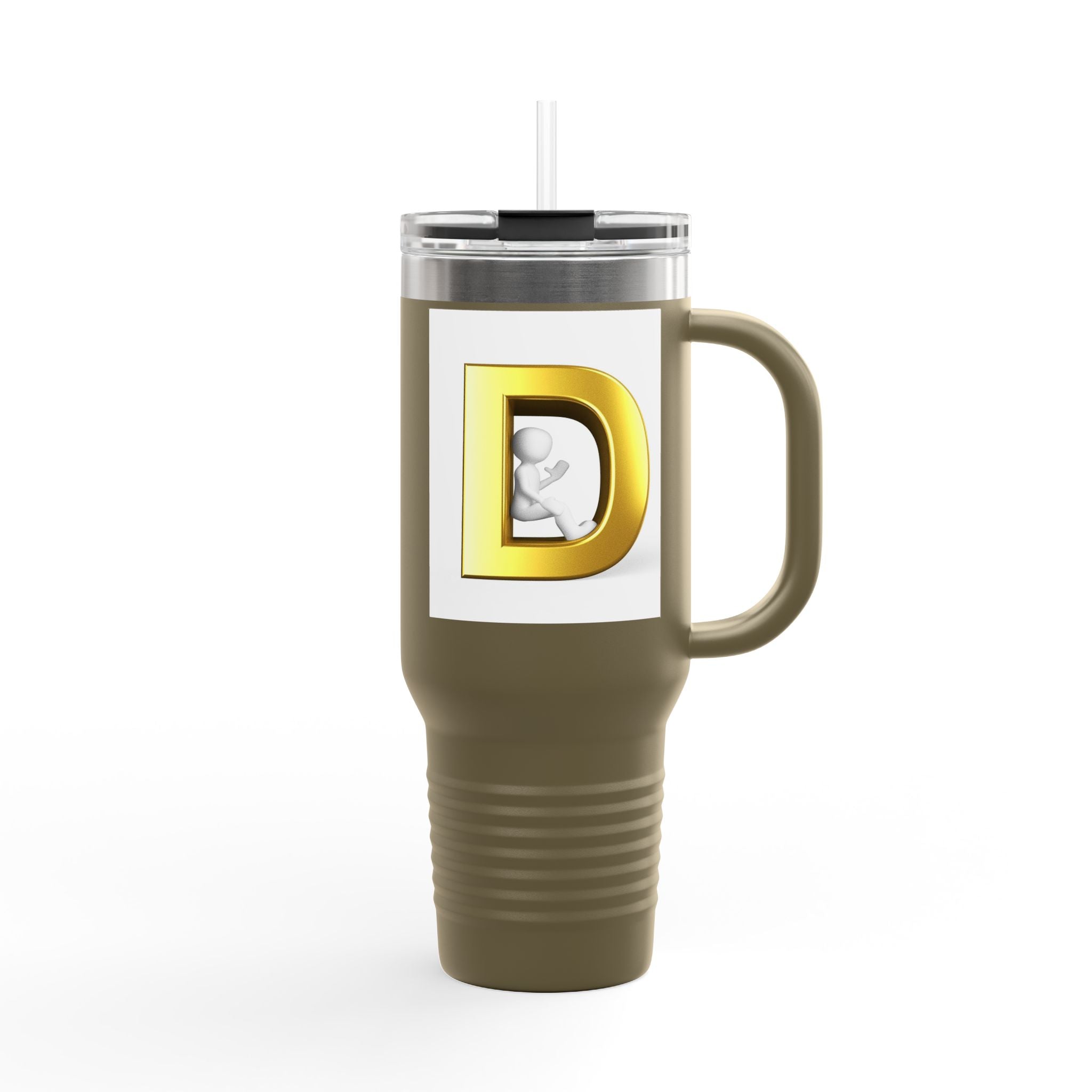 Gold D Monogram Travel Mug | 40oz Insulated Tumbler