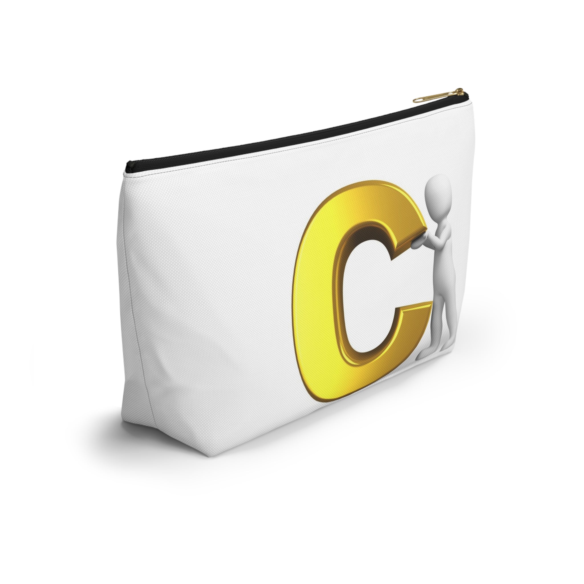 Gold Letter C with Figure Accessory Pouch