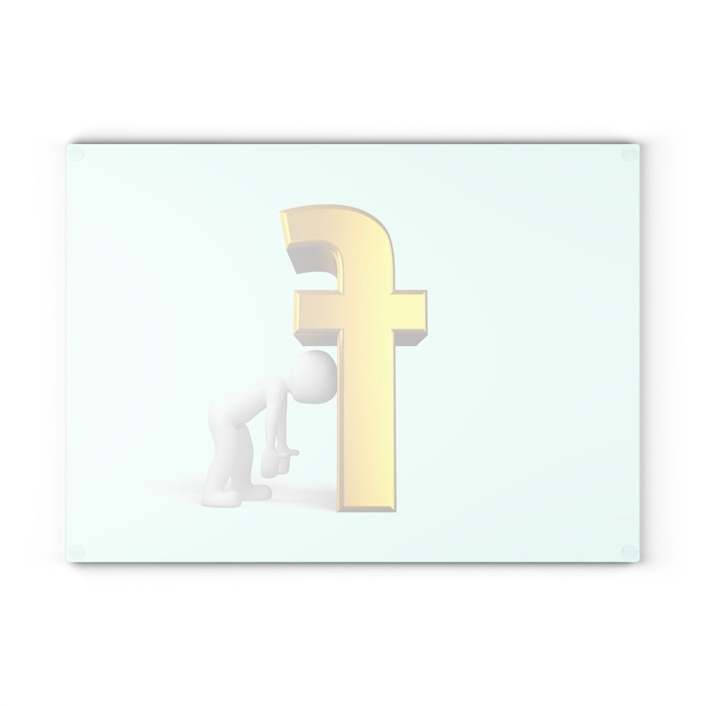 3D Gold Letter F with Figure Glass Cutting Board | Kitchen Decor