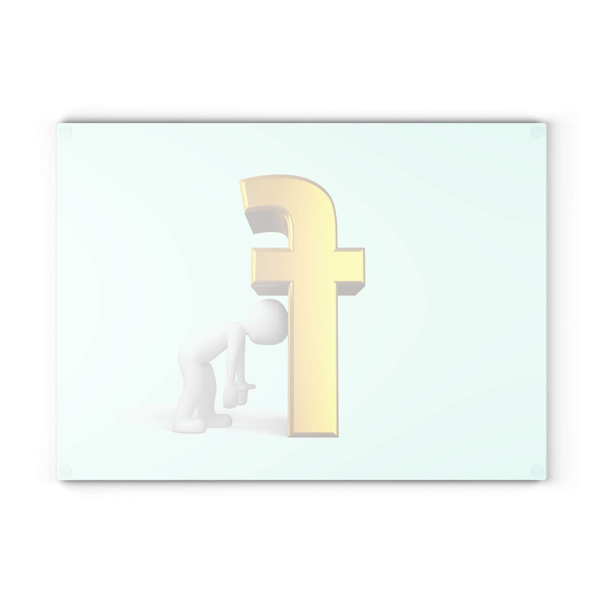3D Gold Letter F with Figure Glass Cutting Board | Kitchen Decor