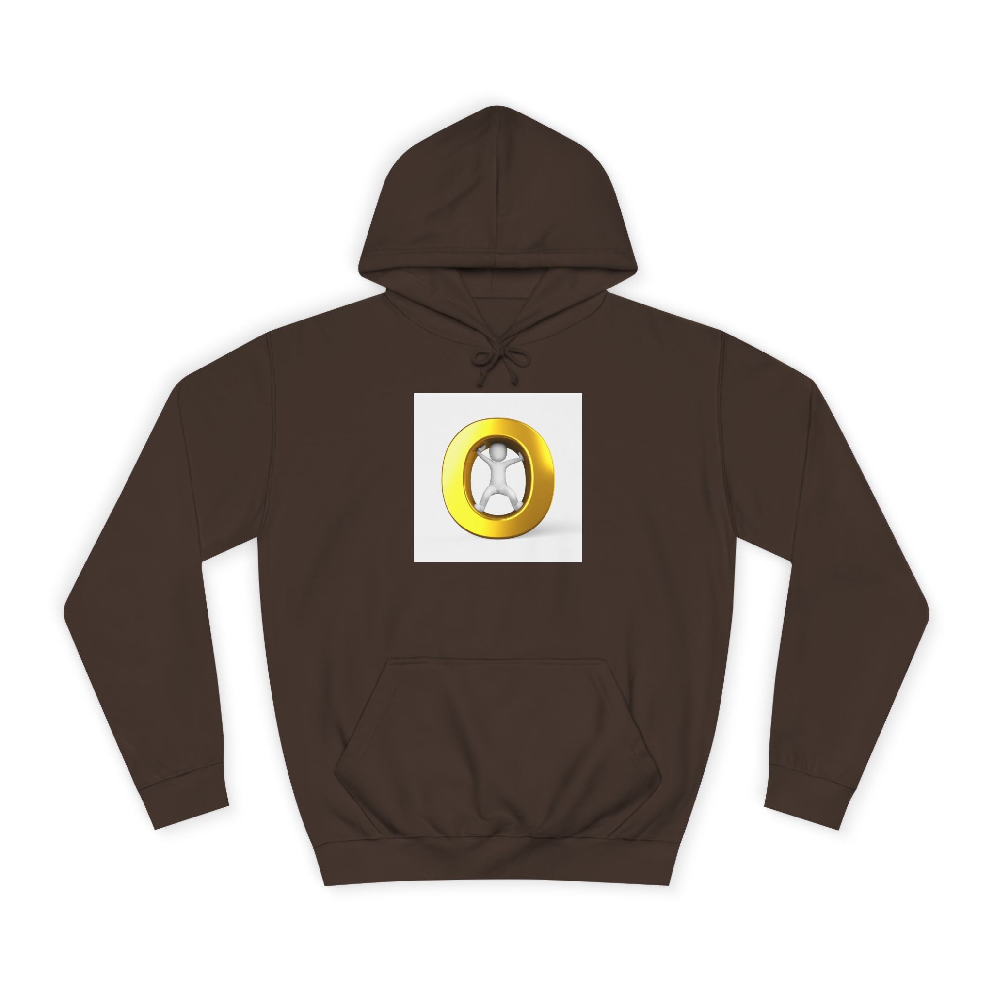 Gold Letter O with Abstract Figure Hoodie | Minimal Graphic Sweatshirt