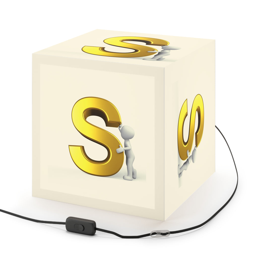 3D Gold Letter S Cube Lamp | Personalized Initial Light Cube
