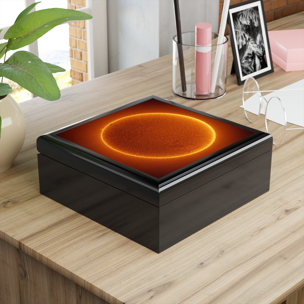Solar Halo Jewelry Box | Sun Orb Artwork, Orange Astronomy Design