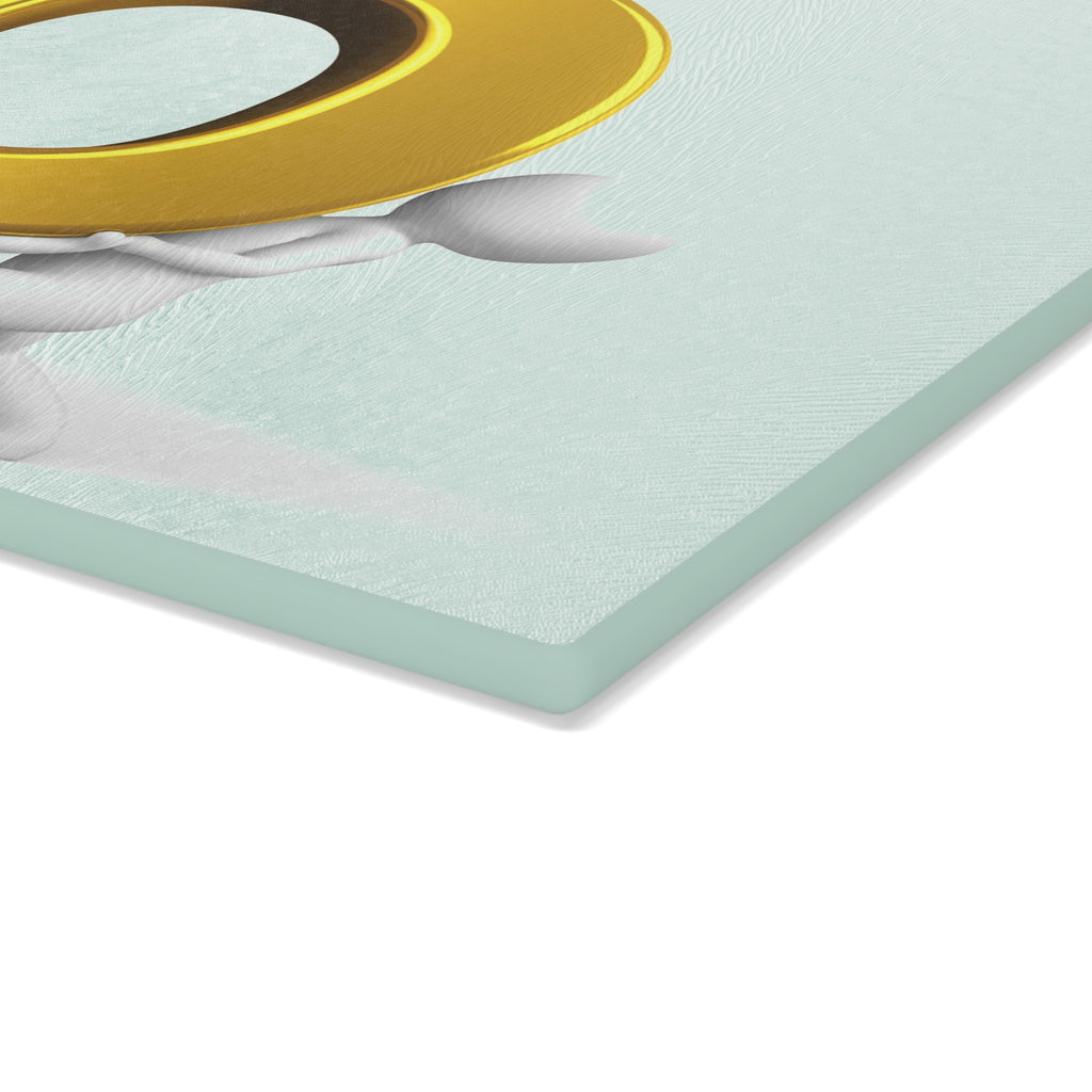 Gold Letter P Illustration Glass Cutting Board | Alphabet Kitchen Décor