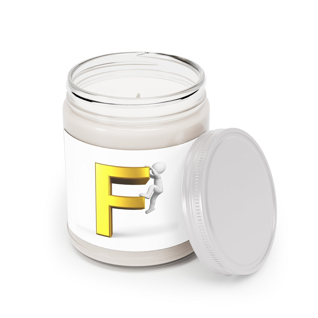 Climbing Gold Letter F Candle Soy Jar, 9oz