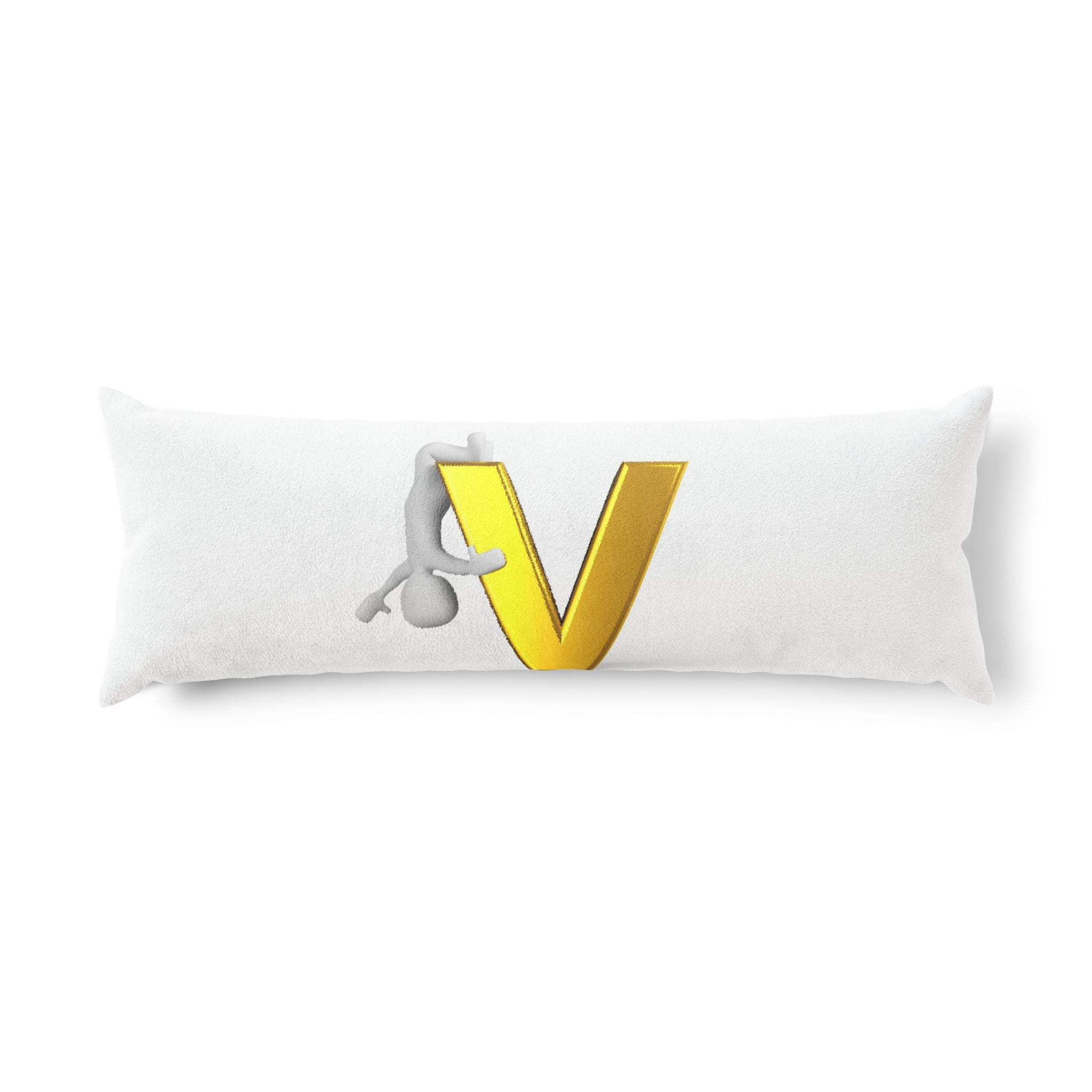 Gold Letter V with Hugging Figure Body Pillow | Monogram Initial V