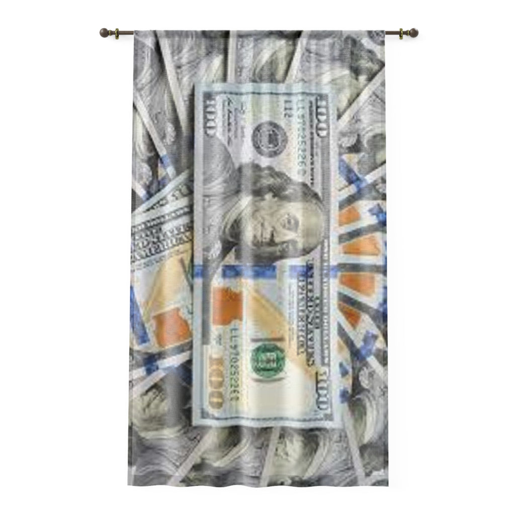 US Dollar Money Print Window Curtain | Cash Pattern, Benjamin Franklin Design