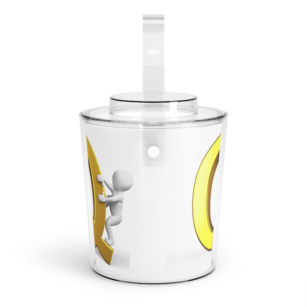 Gold Letter Q Monogram Ice Bucket with Tongs | Initial Q Party Cooler