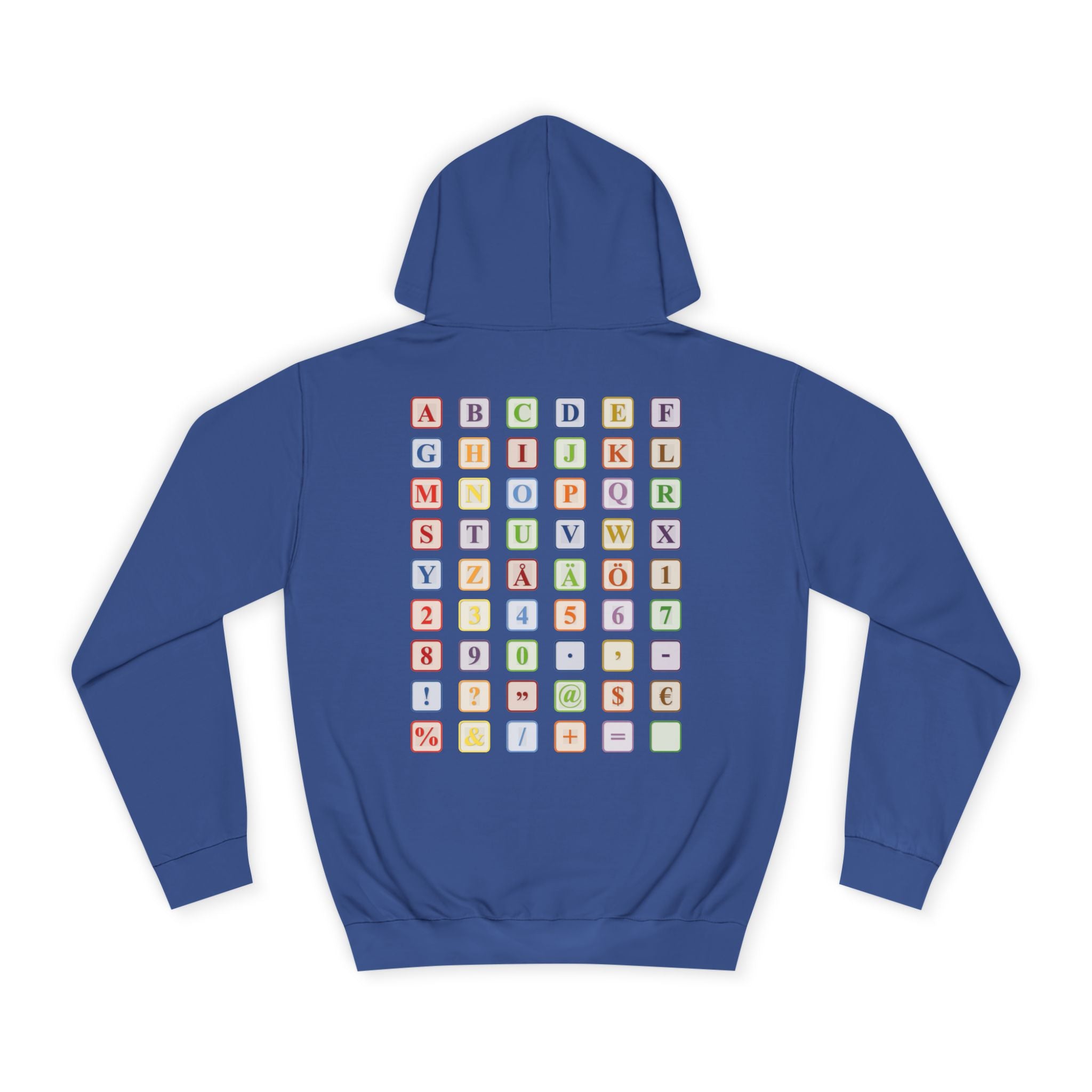 Alphabet Blocks Hoodie | Colorful Letter Grid, Back & Front Print