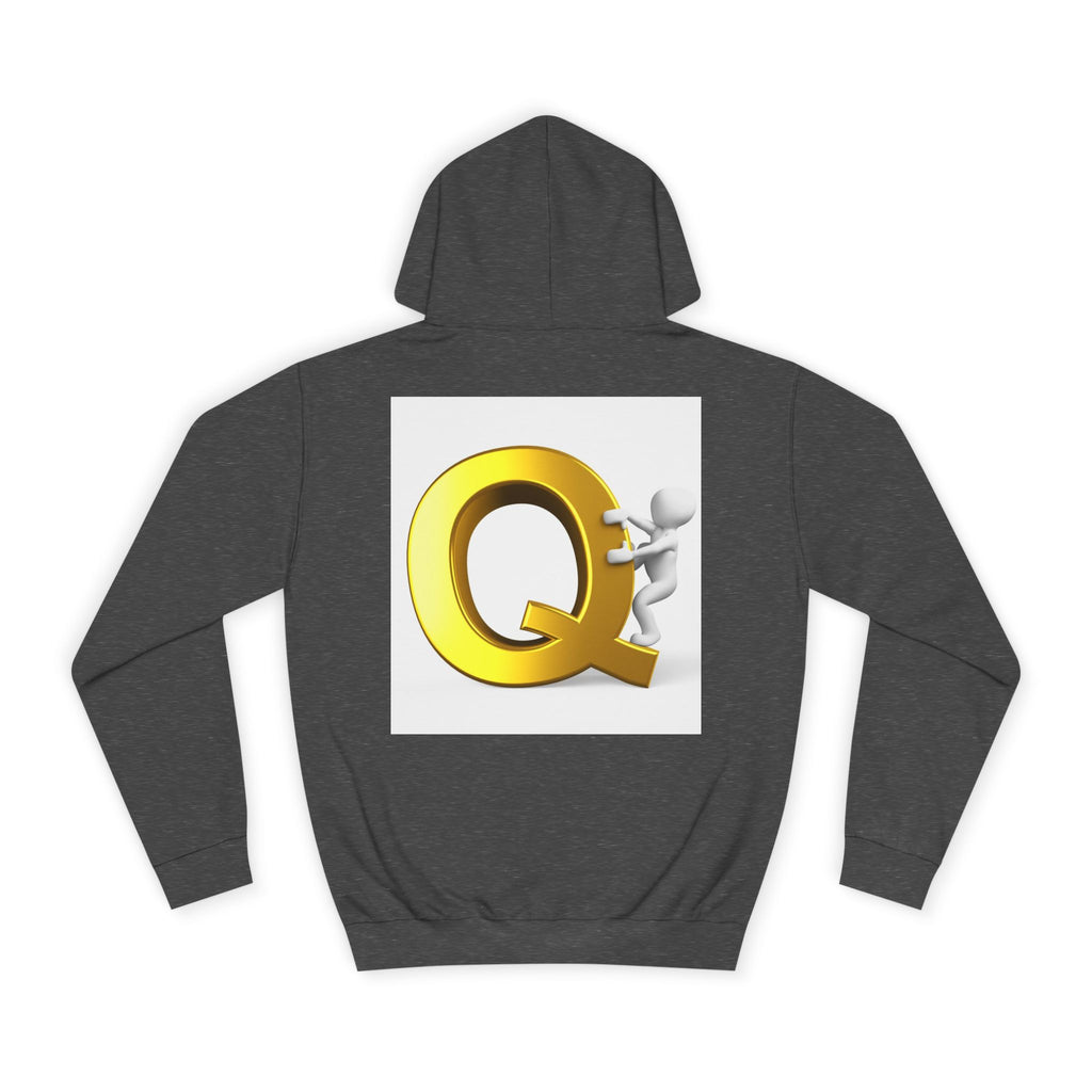 Golden Q Letter Hoodie | 3D Character Climbing Initial Sweatshirt