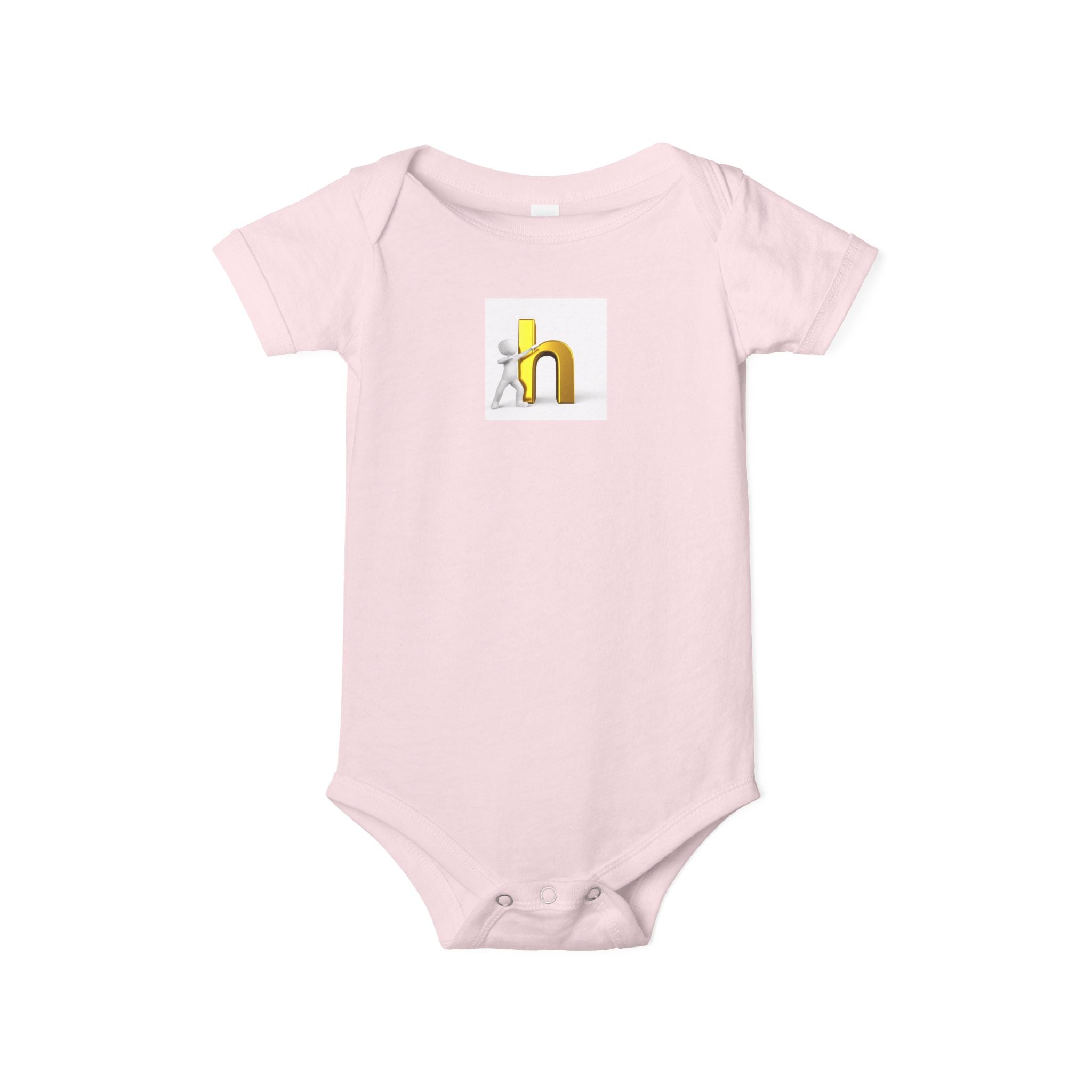 Grenouillère bébé jaune avec lettre H en 3D | Body bébé